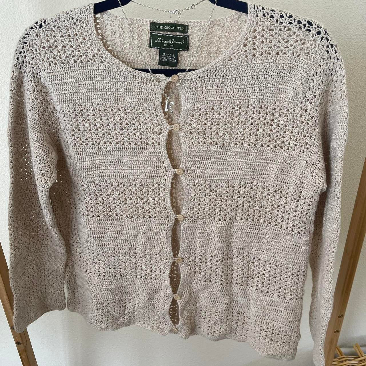 vintage whimsy 90s y2k EDDIE BAUER crochet cardigan top