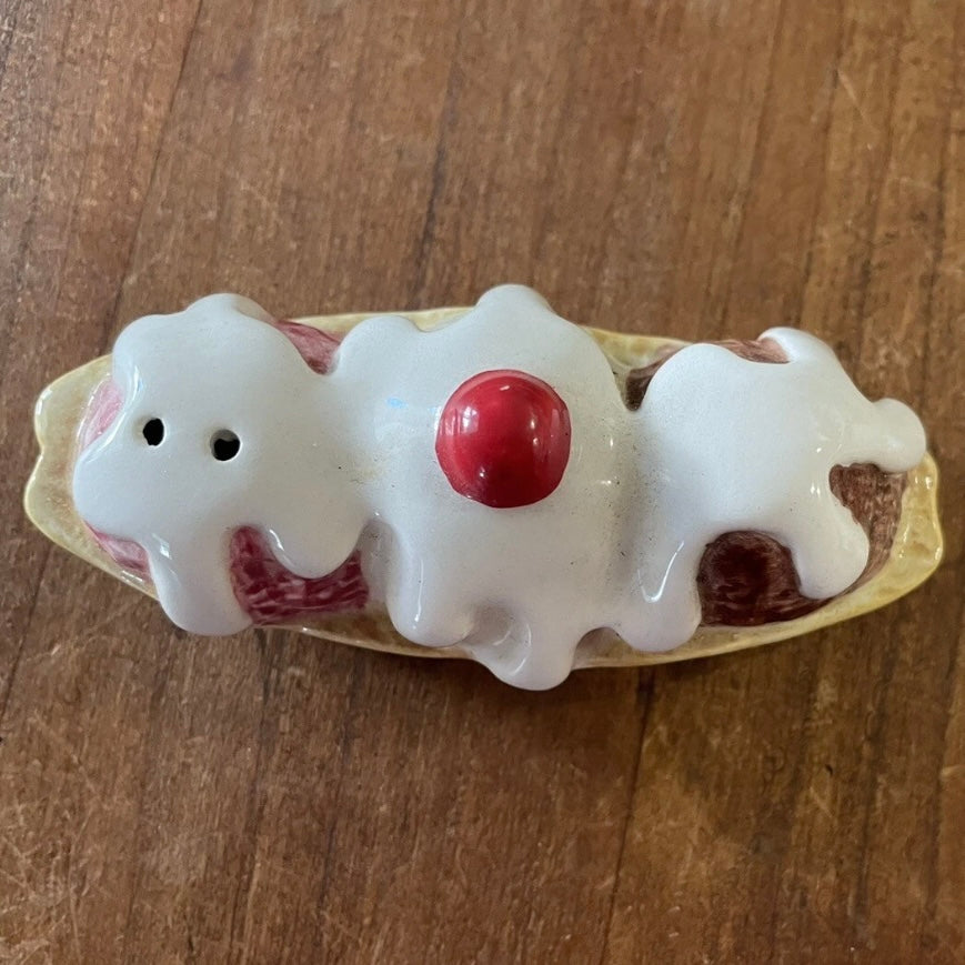 unique vintage ceramic salt and pepper shakers banana split sundae collectable