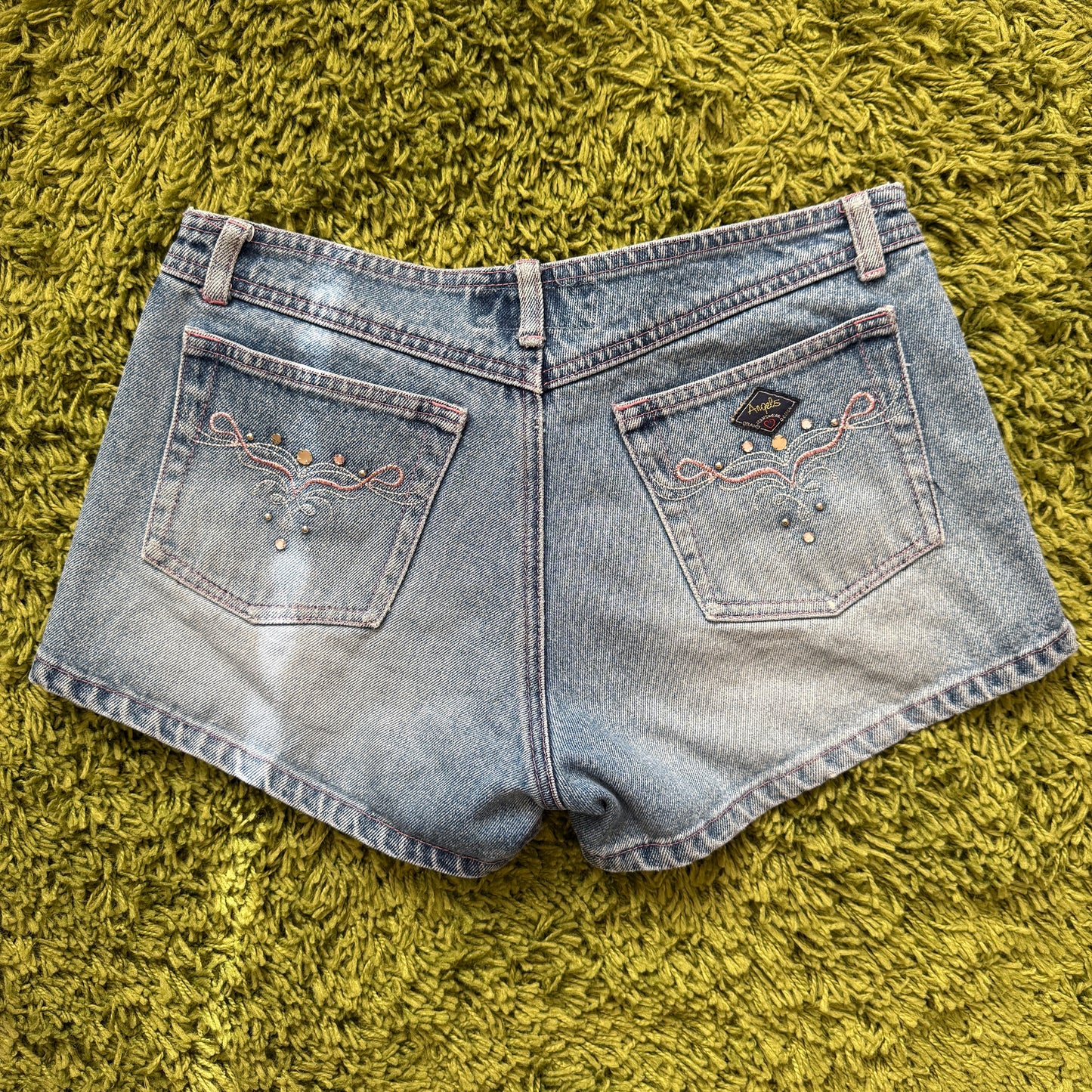 unique vintage whimsy 90s y2k ANGELS denim shorts