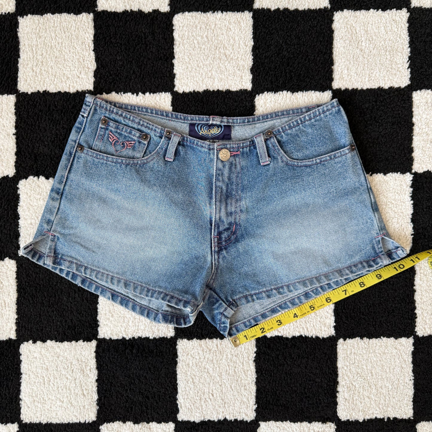 unique vintage whimsy 90s y2k ANGELS denim shorts