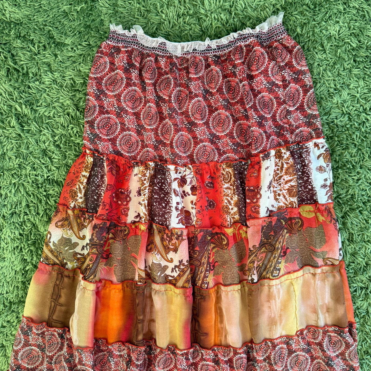 unique vintage whimsy 90s y2k KAKTUS tiered maxi skirt
