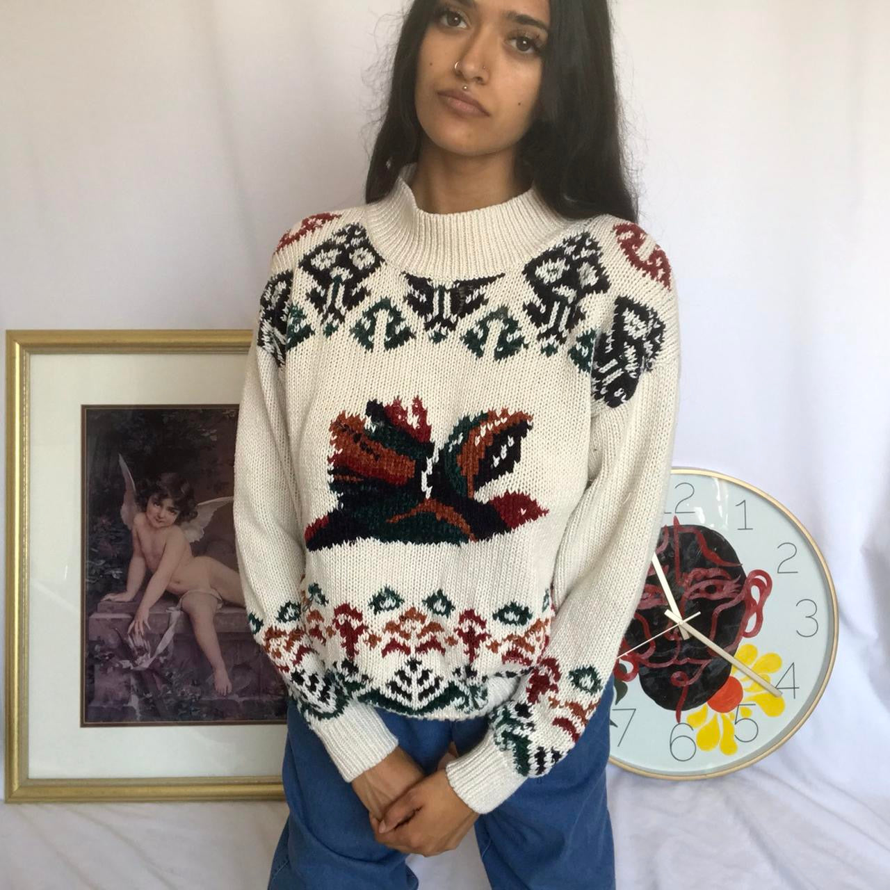 unique vintage whimsy 90s y2k knit pullover sweater