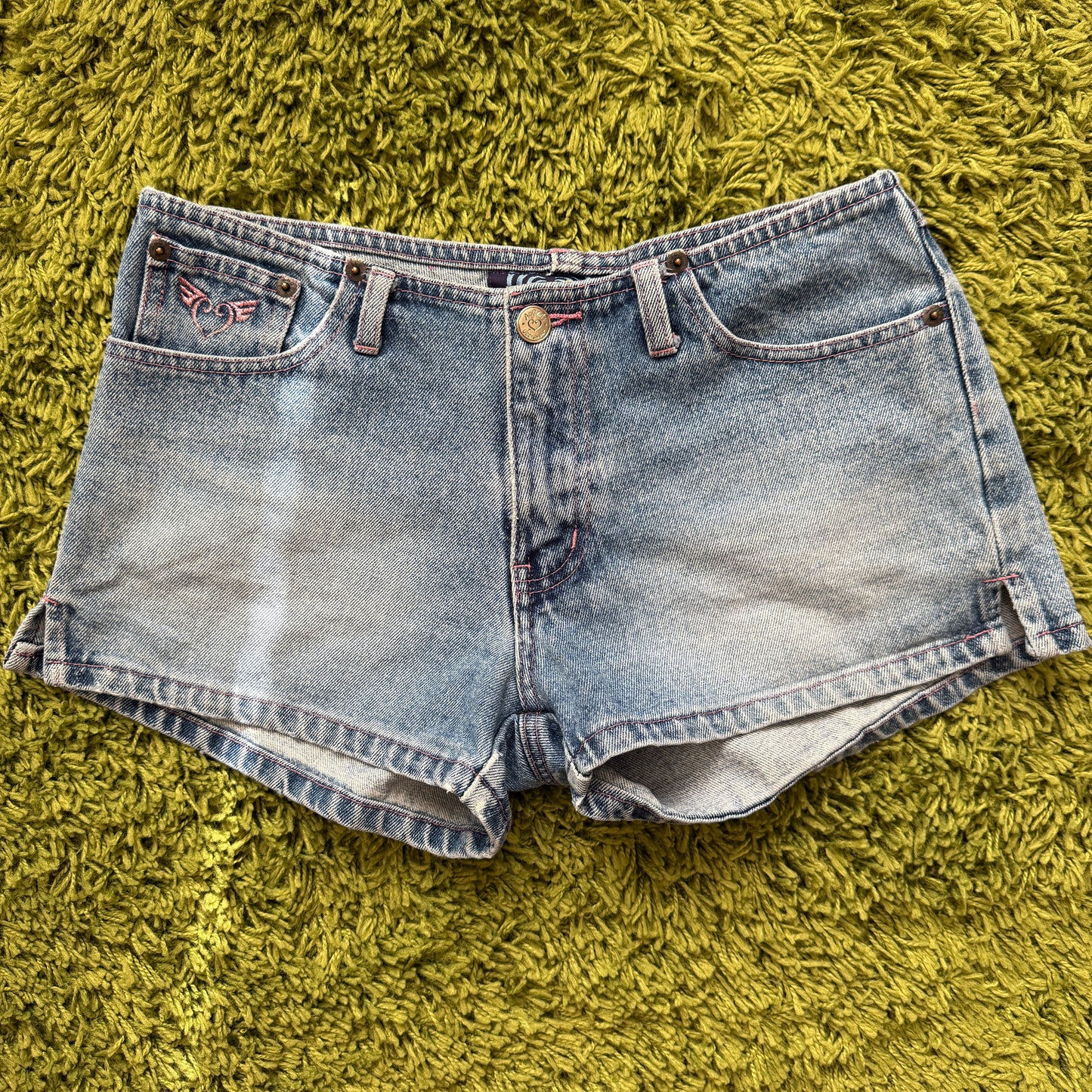 unique vintage whimsy 90s y2k ANGELS denim shorts