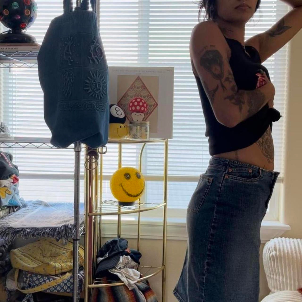 vintage whimsy 90s y2k denim midi skirt