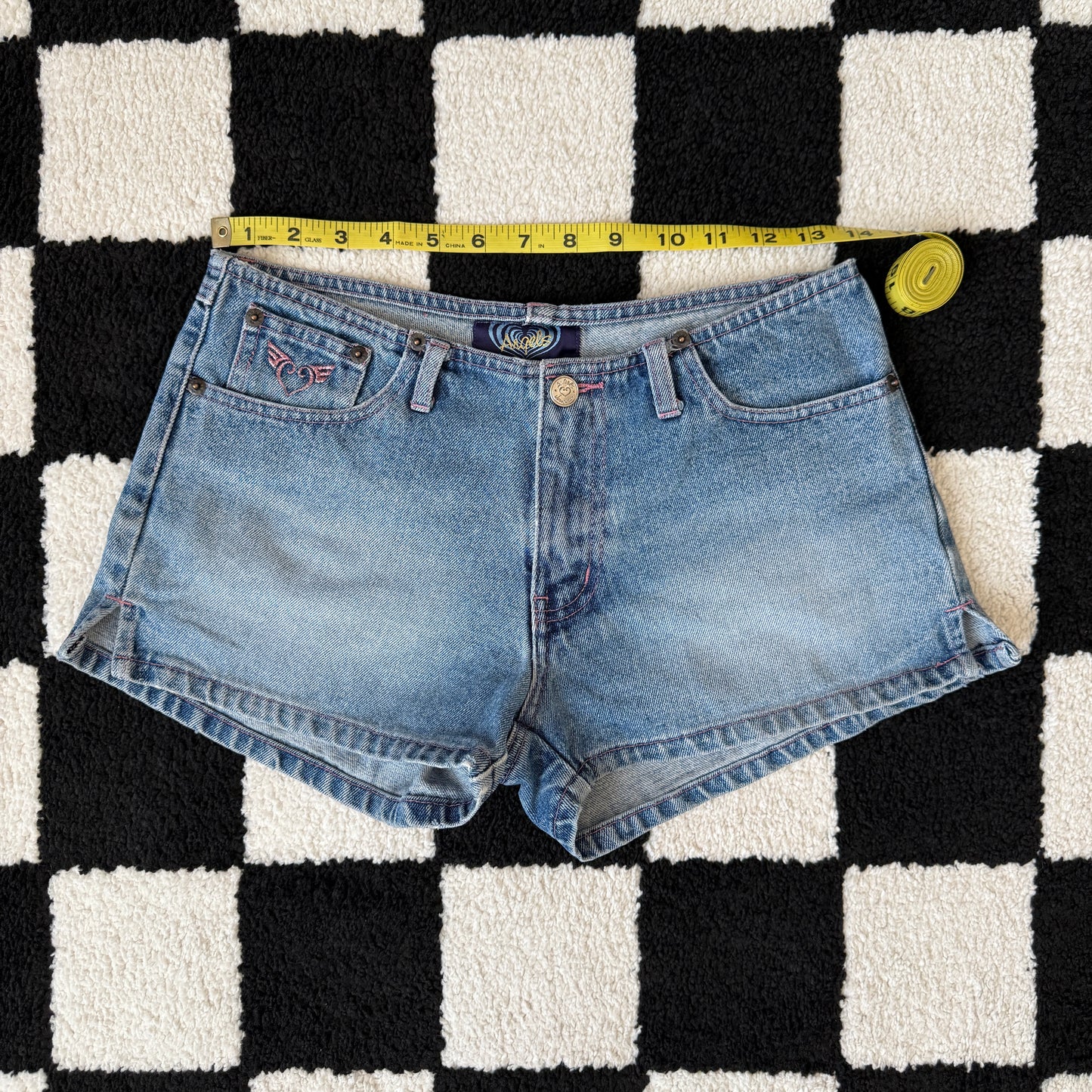 unique vintage whimsy 90s y2k ANGELS denim shorts