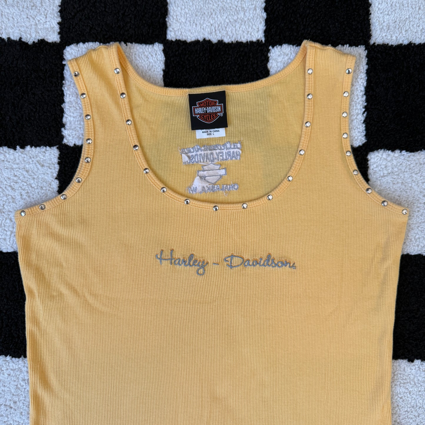vintage whimsy 90s y2k HARLEY DAVIDSON embroidered tank top