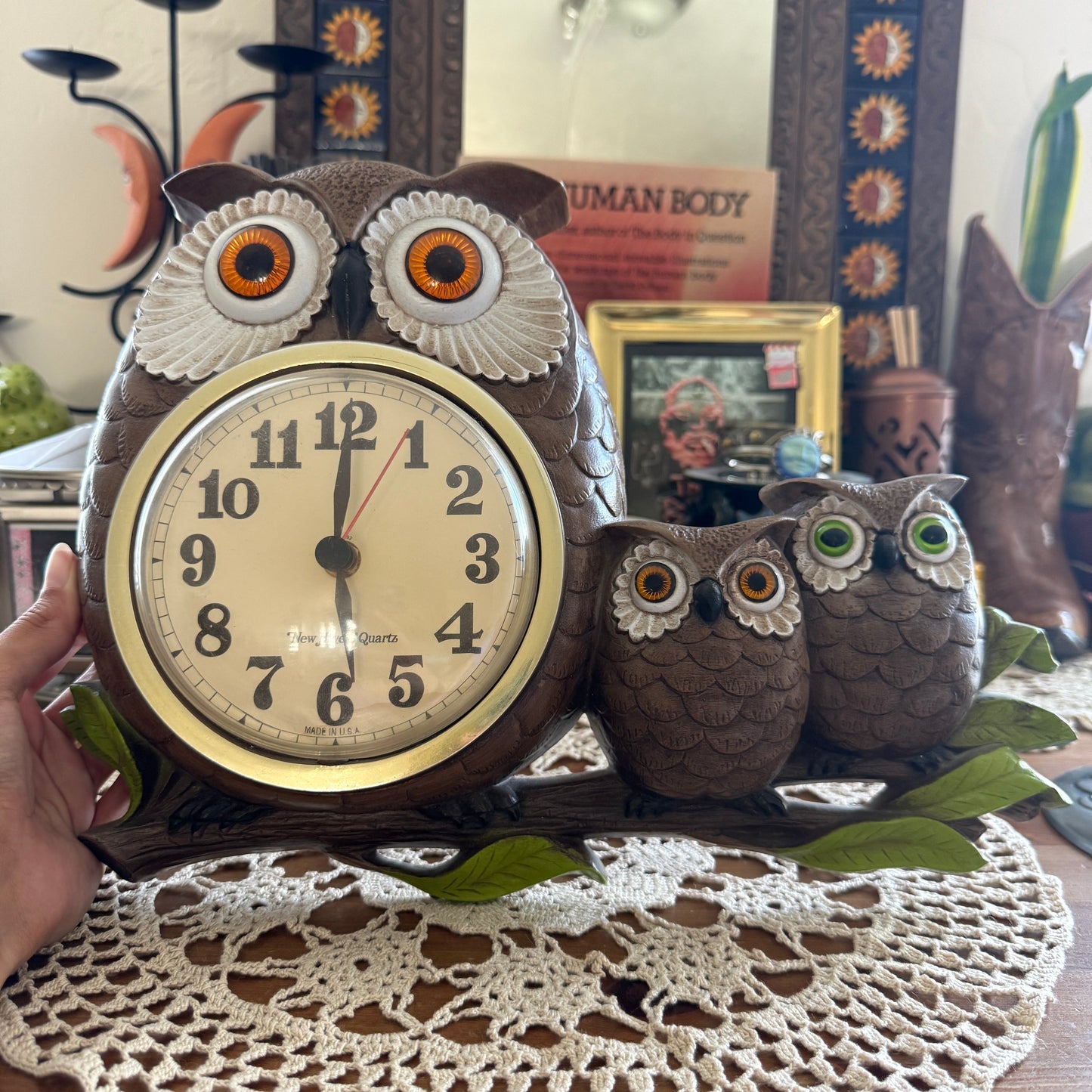 unique vintage whimsical owl clock collectable