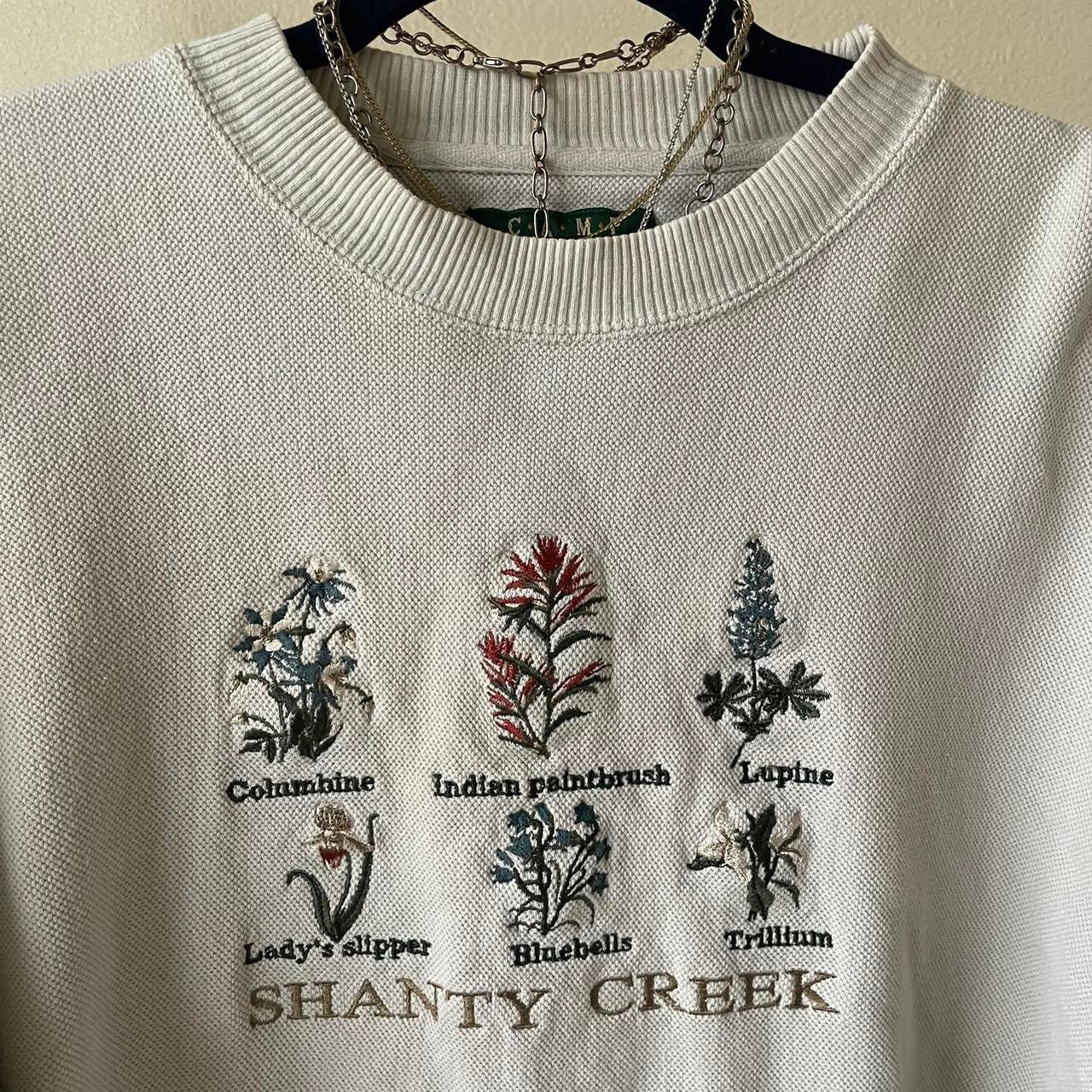 vintage whimsy 90s y2k SHANTY CREEK embroidered knit pullover sweater