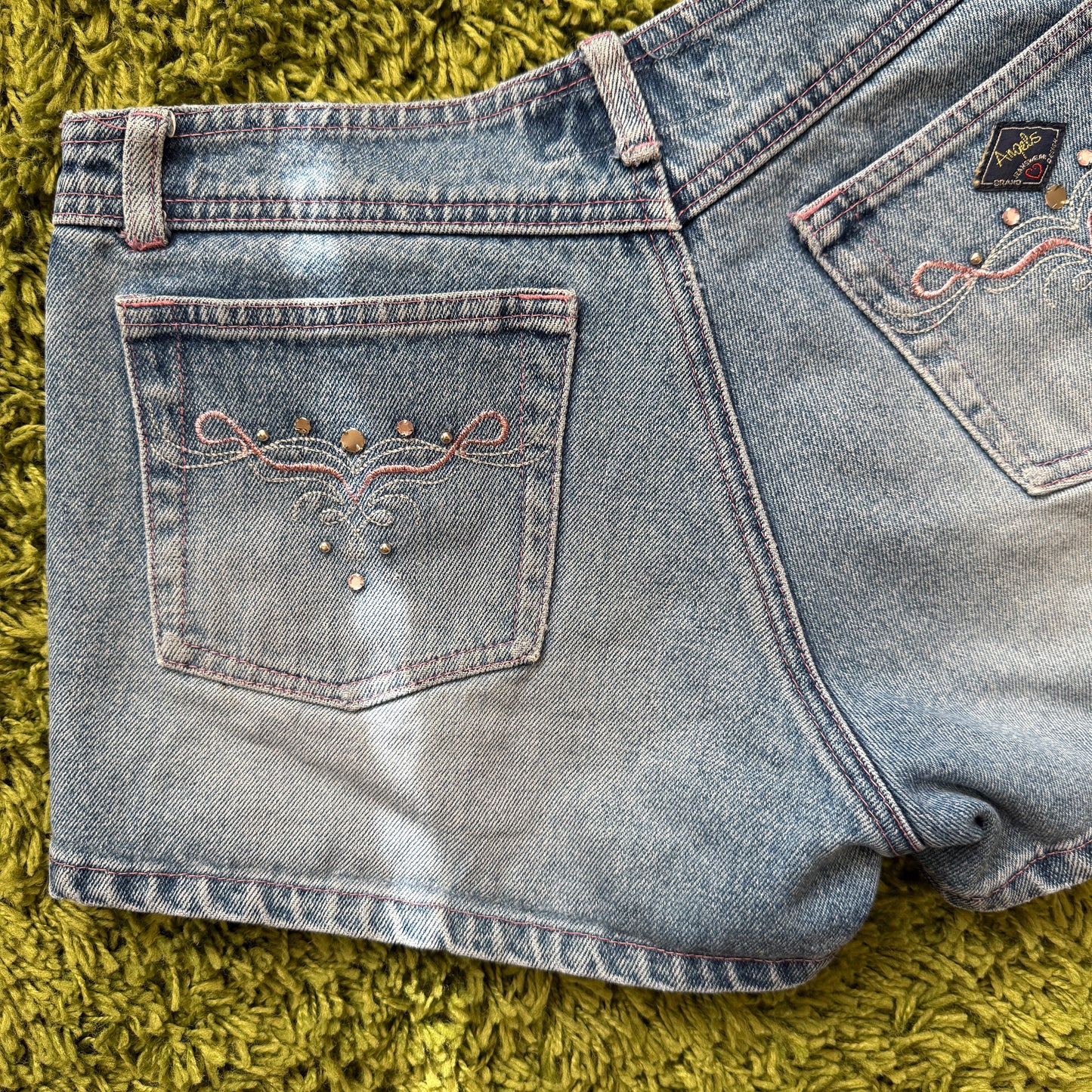 unique vintage whimsy 90s y2k ANGELS denim shorts
