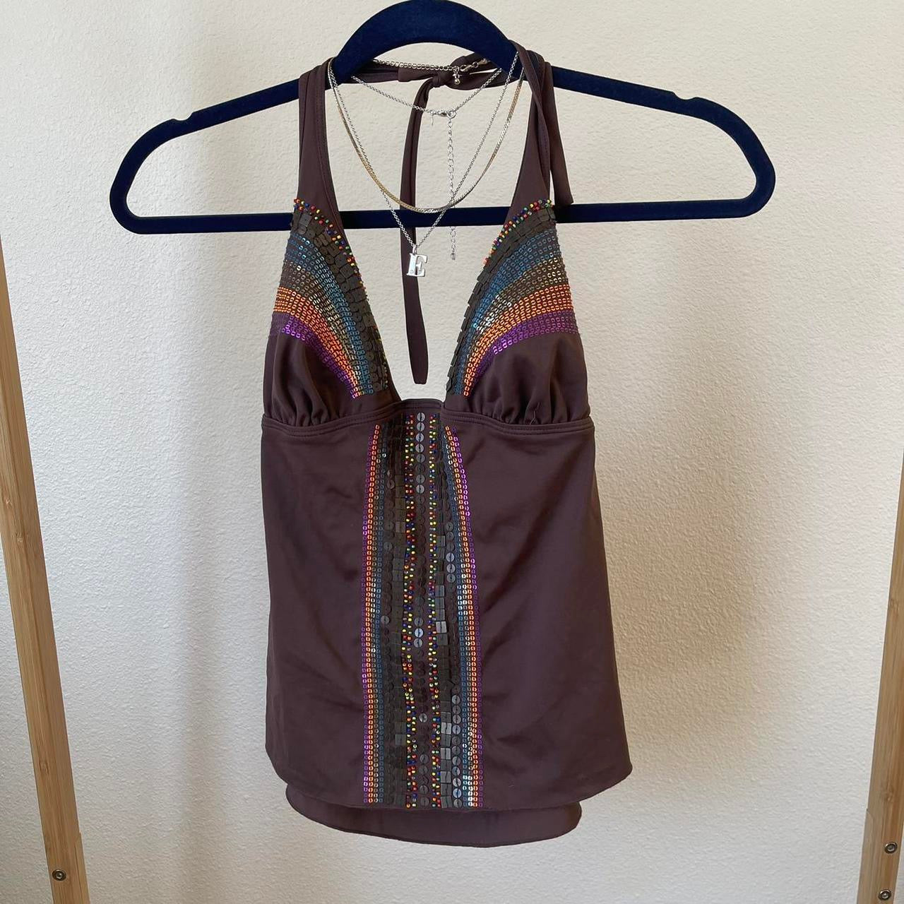 unique vintage whimsy 90s y2k halter swim top