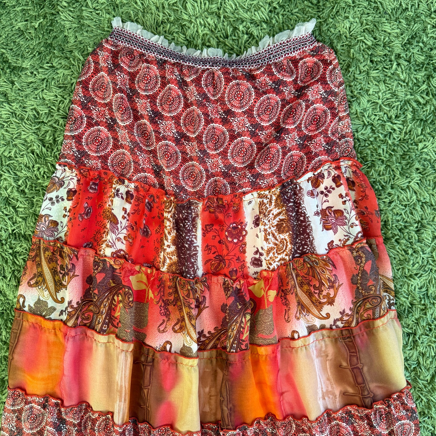 unique vintage whimsy 90s y2k KAKTUS tiered maxi skirt