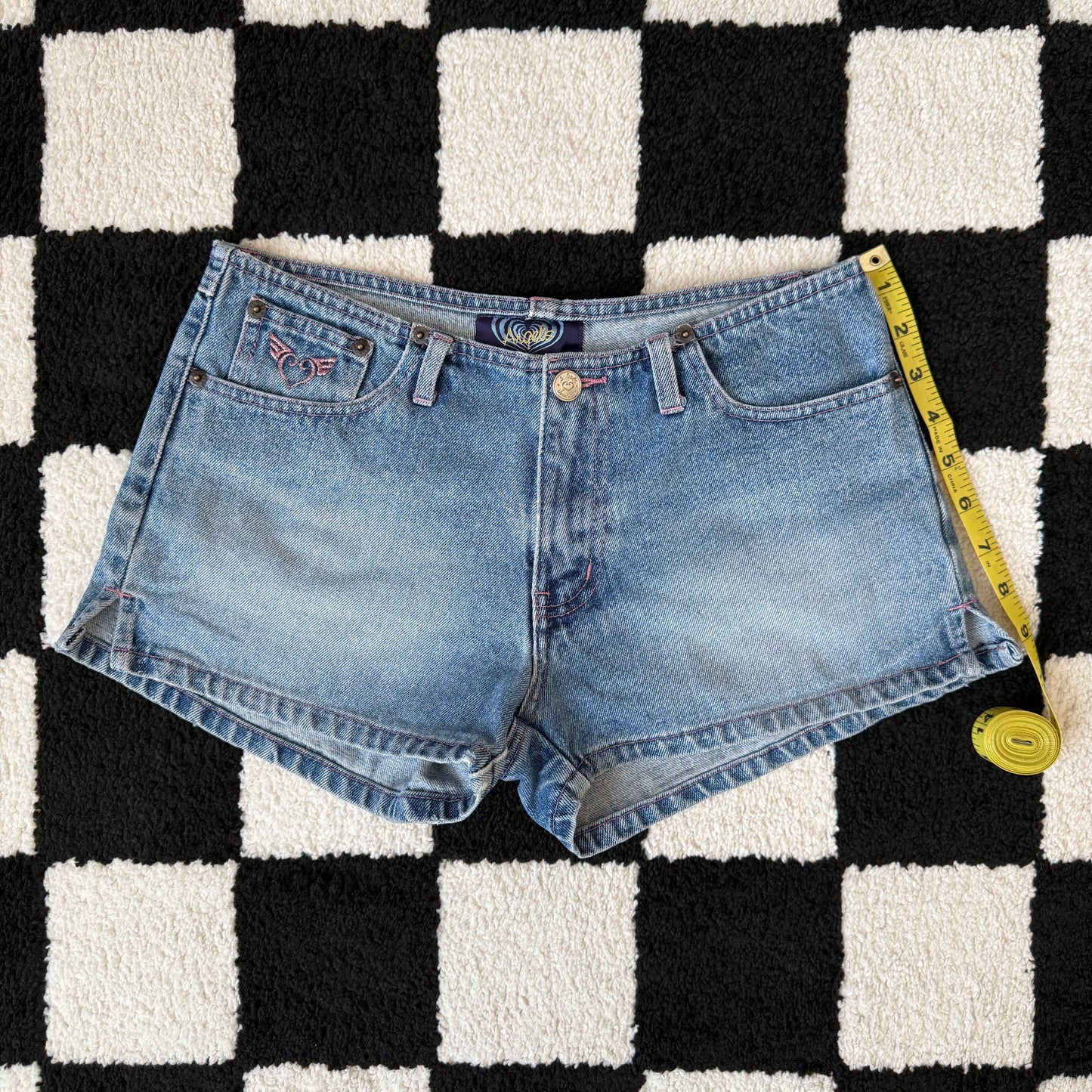 unique vintage whimsy 90s y2k ANGELS denim shorts