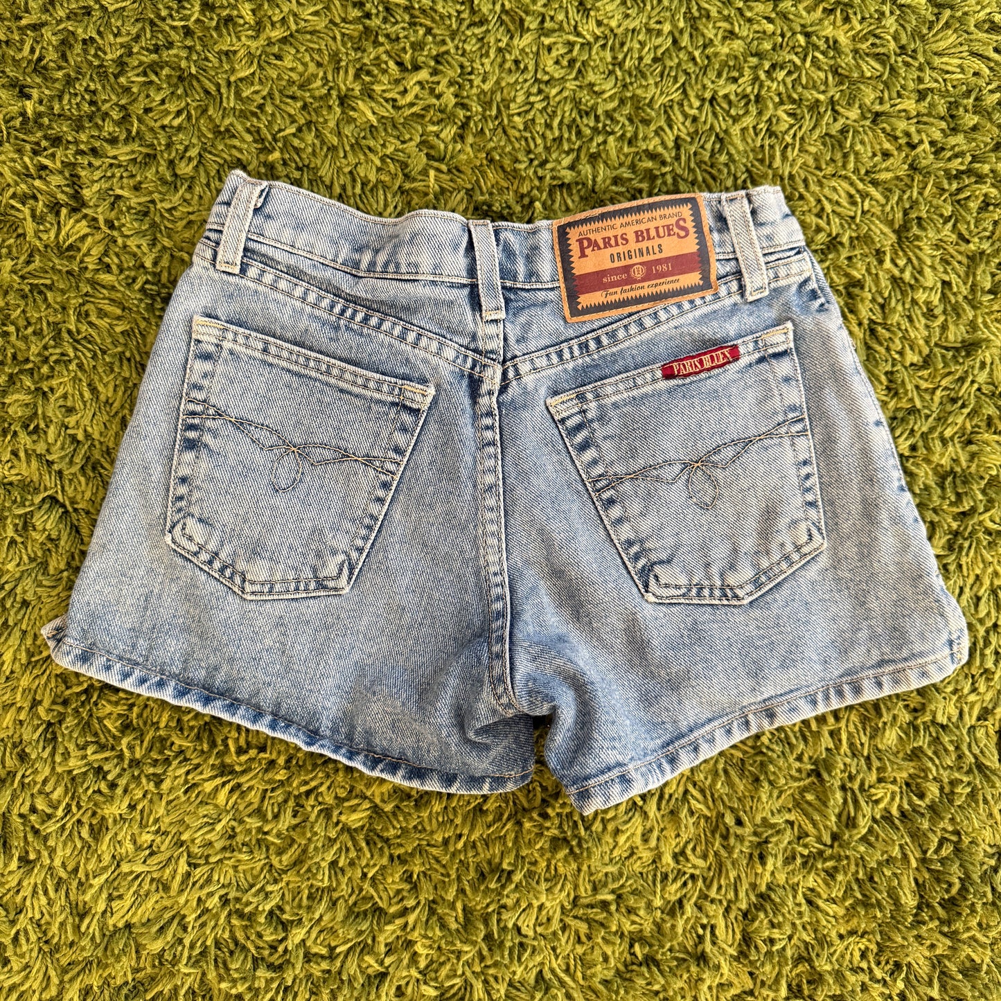 unique vintage whimsy 90s y2k PARIS BLUES denim shorts