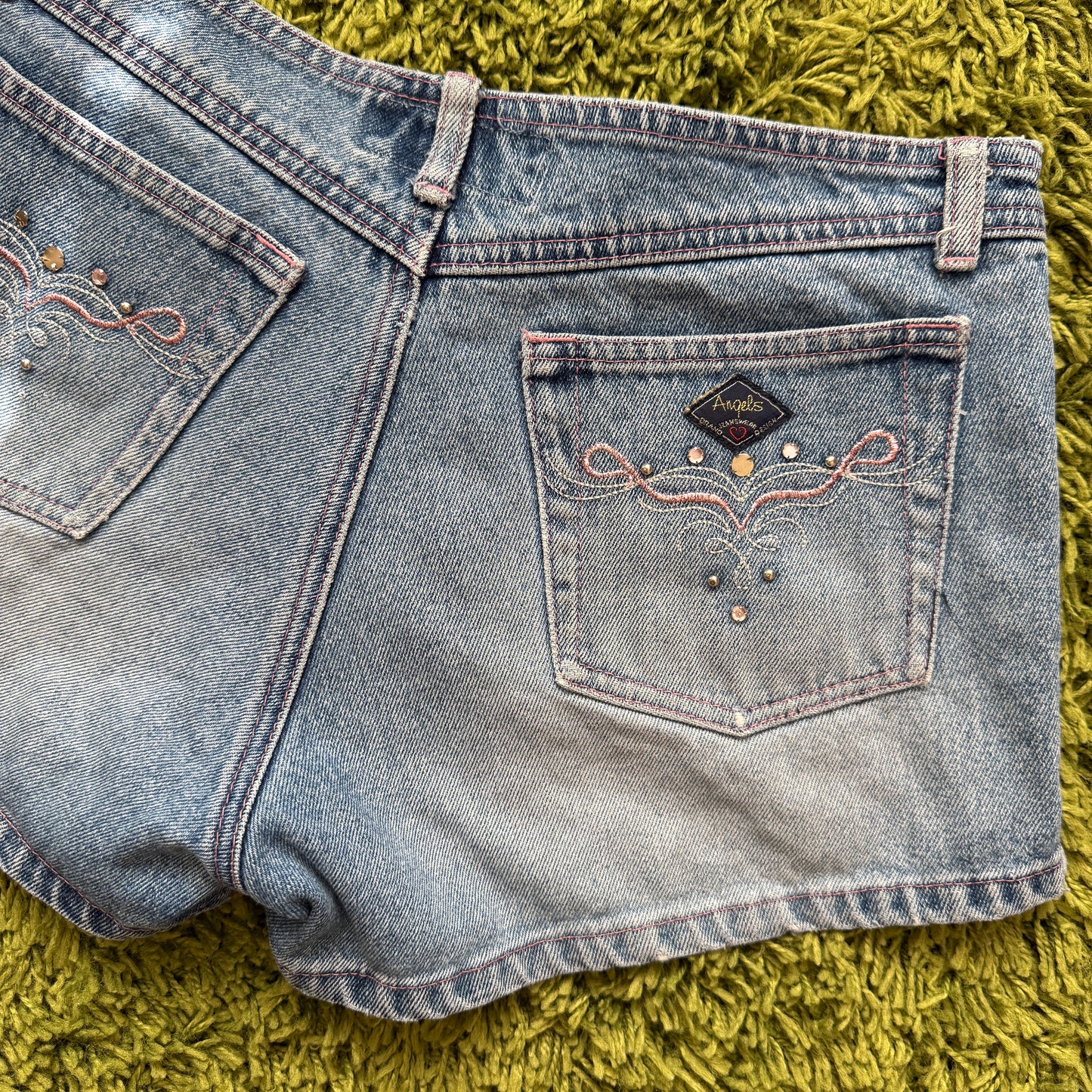 unique vintage whimsy 90s y2k ANGELS denim shorts