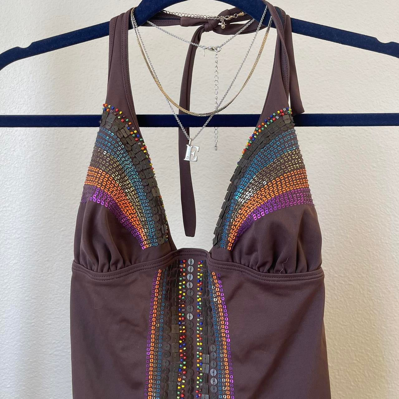 unique vintage whimsy 90s y2k halter swim top
