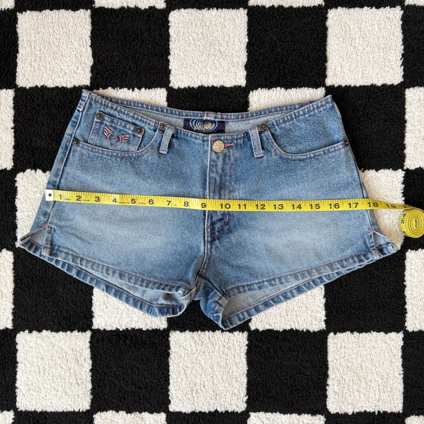 unique vintage whimsy 90s y2k ANGELS denim shorts