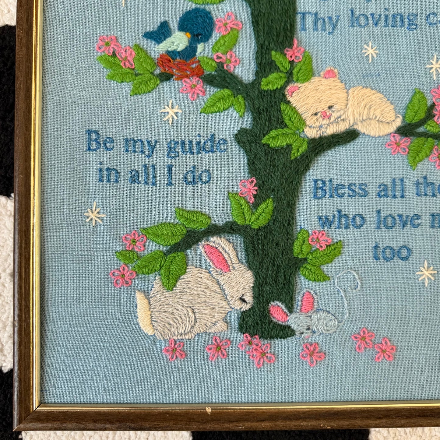 vintage whimsy celestial crewel embroidery wall decor