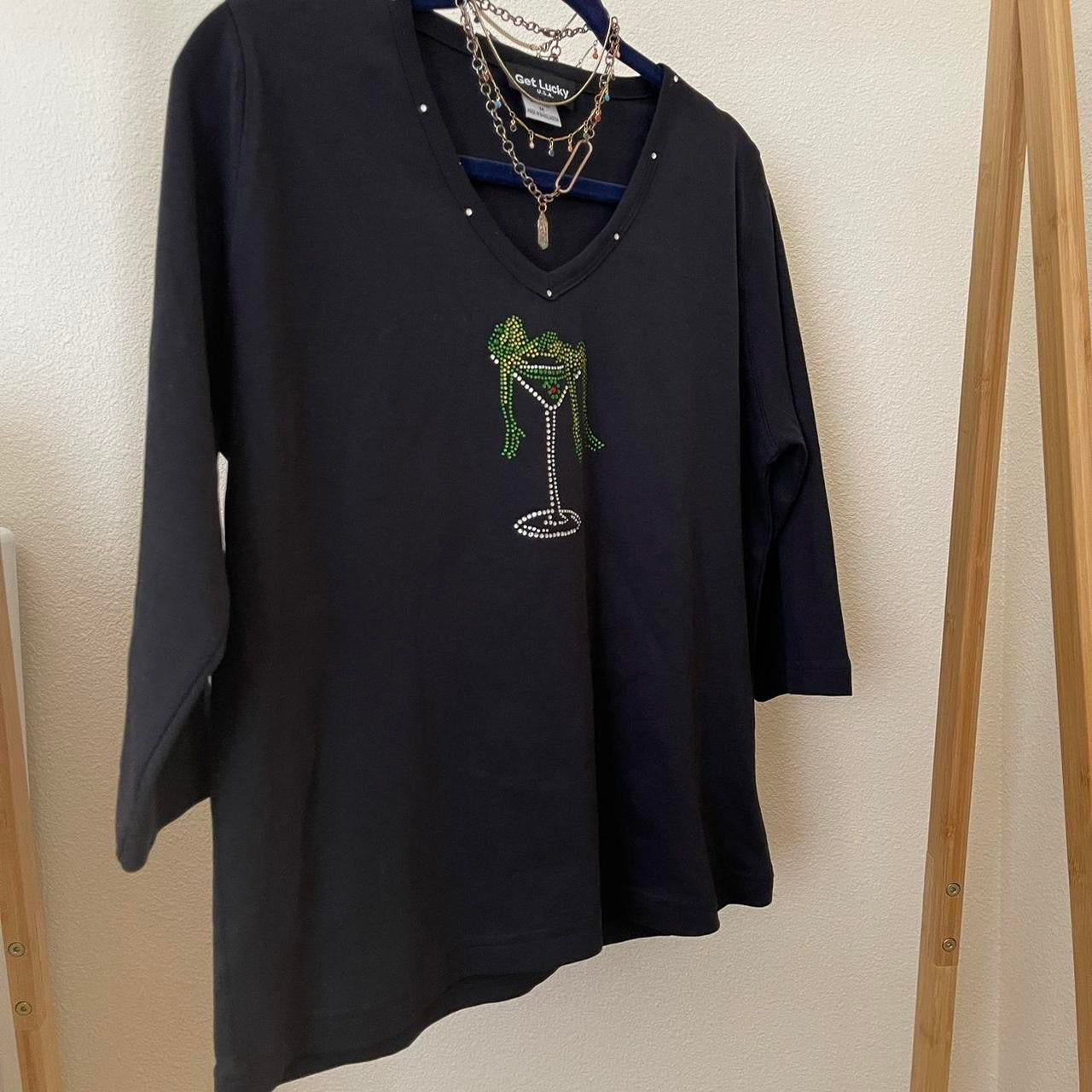 unique vintage whimsy 90s y2k GET LUCKY U.S.A. sleeved top