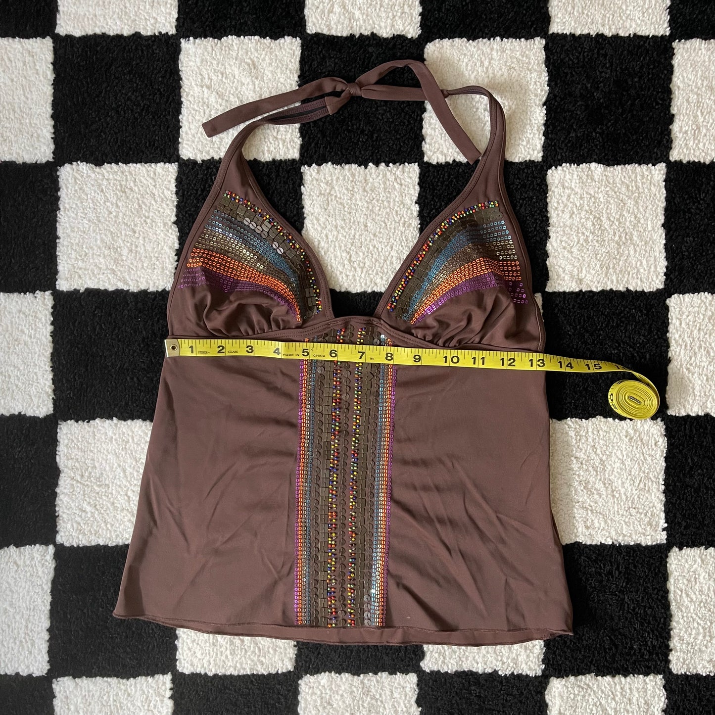 unique vintage whimsy 90s y2k halter swim top