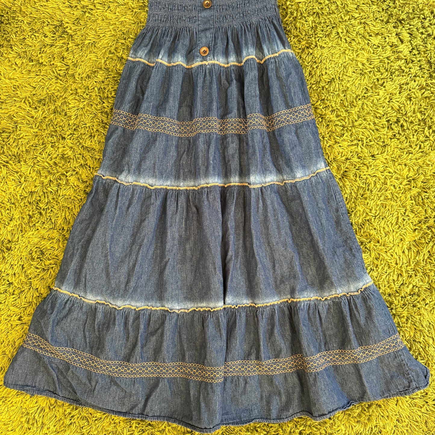 unique vintage whimsy 90s y2k denim maxi dress