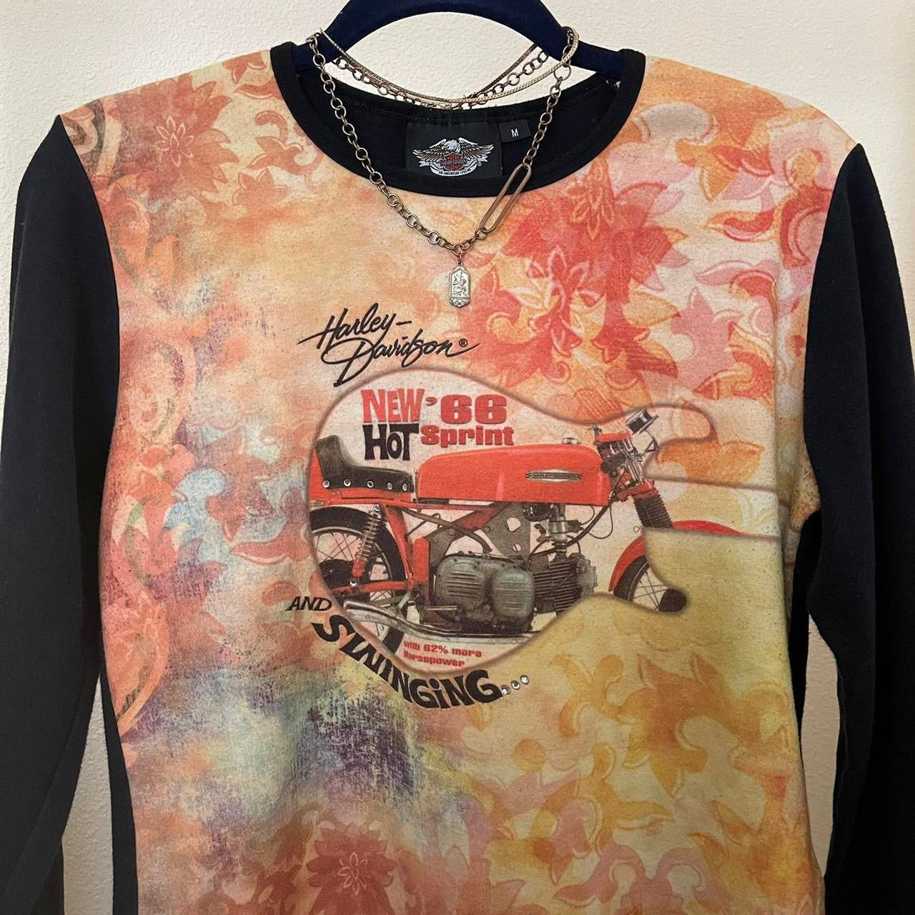 unique vintage whimsy 90s y2k HARLEY DAVIDSON graphic sleeved top