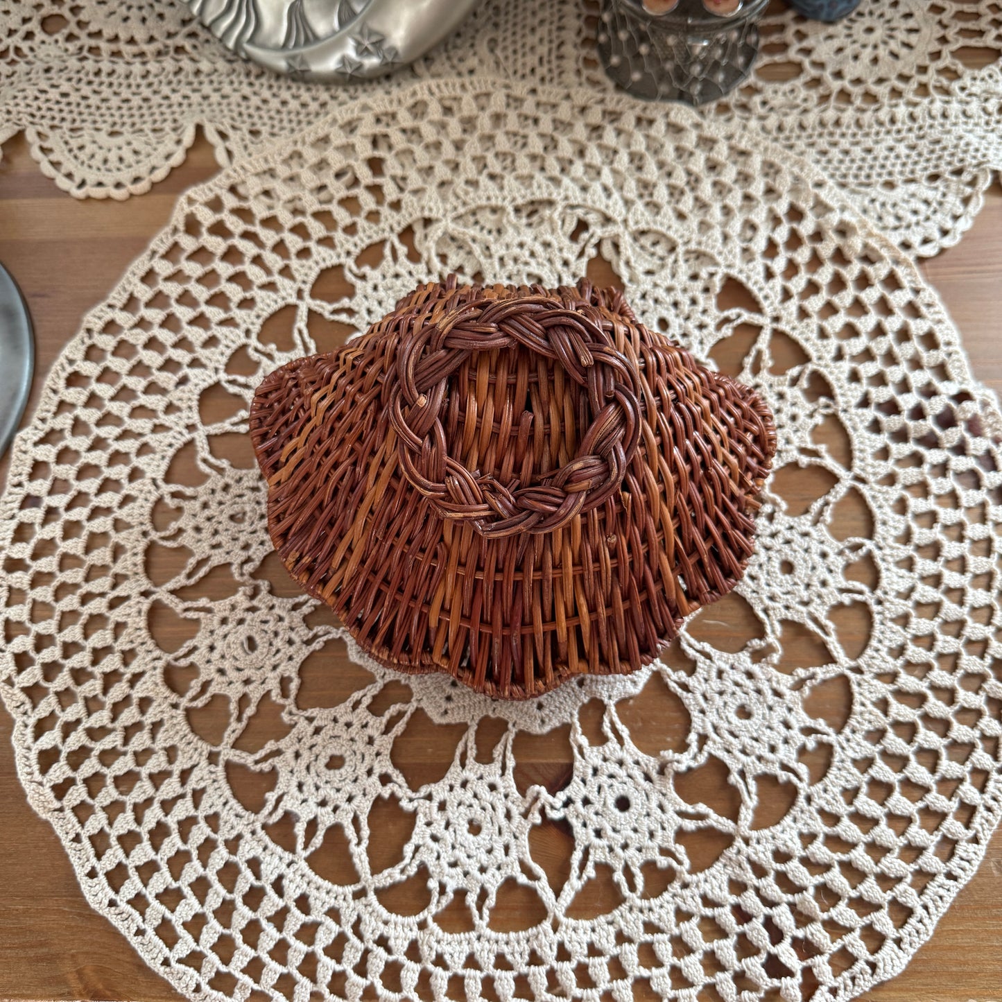 unique vintage whimsical wicker seashell basket