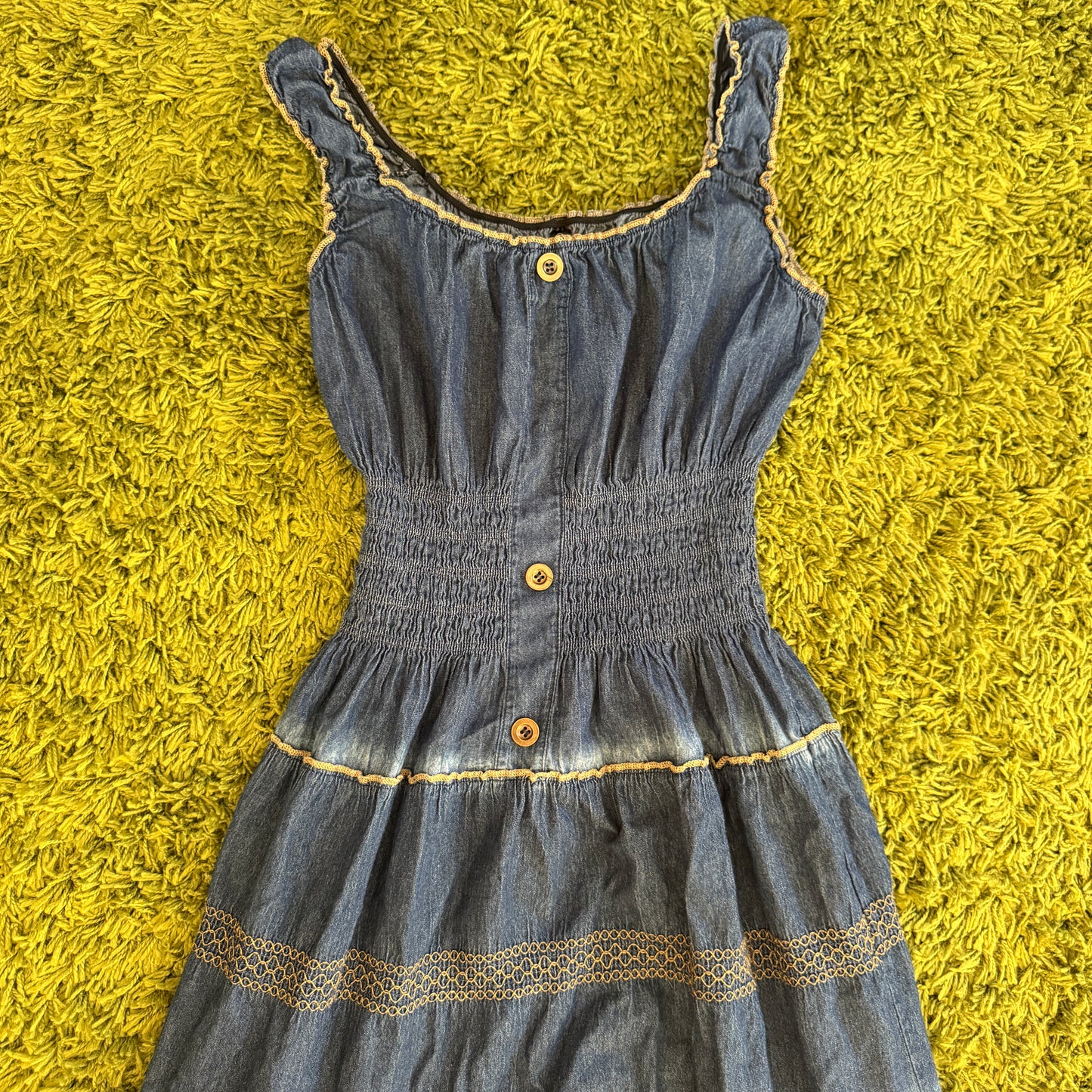unique vintage whimsy 90s y2k denim maxi dress