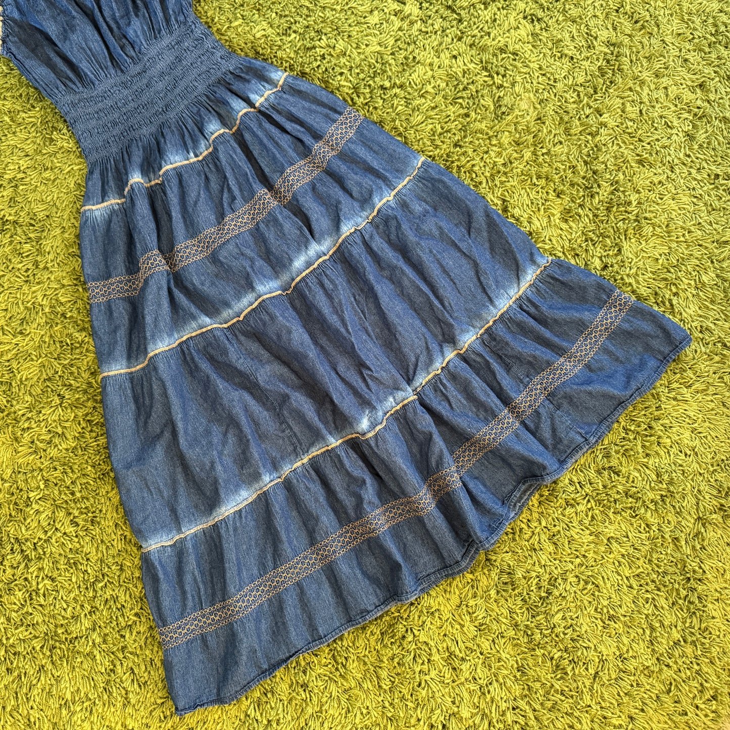 unique vintage whimsy 90s y2k denim maxi dress