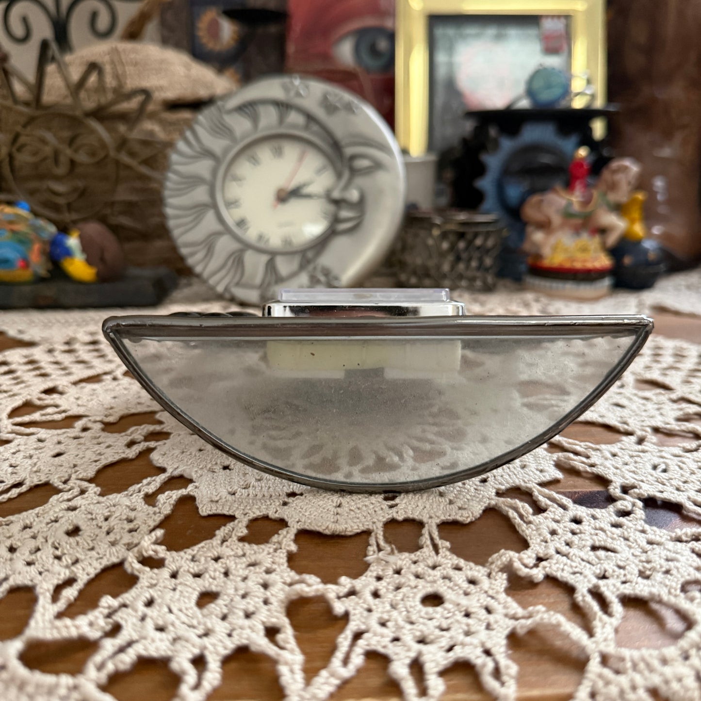 unique vintage whimsical stained glass clock