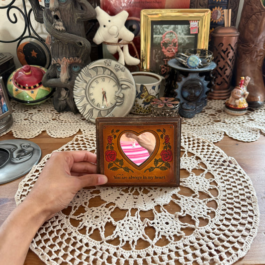 unique vintage whimsical folk art leather mirror collectable wall decor