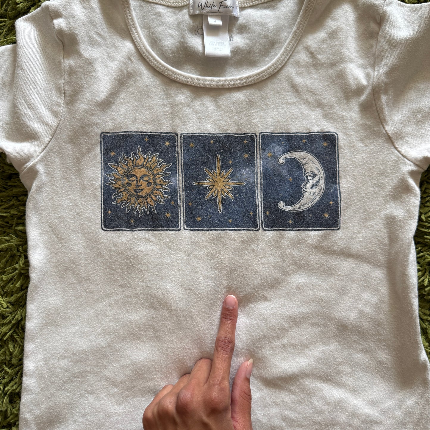 unique vintage whimsical 90s y2k celestial graphic baby tee