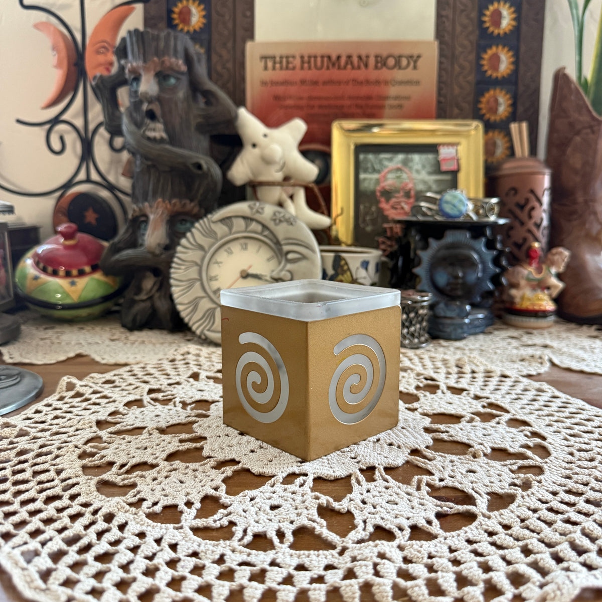 unique vintage whimsical celestial spiral candle holder