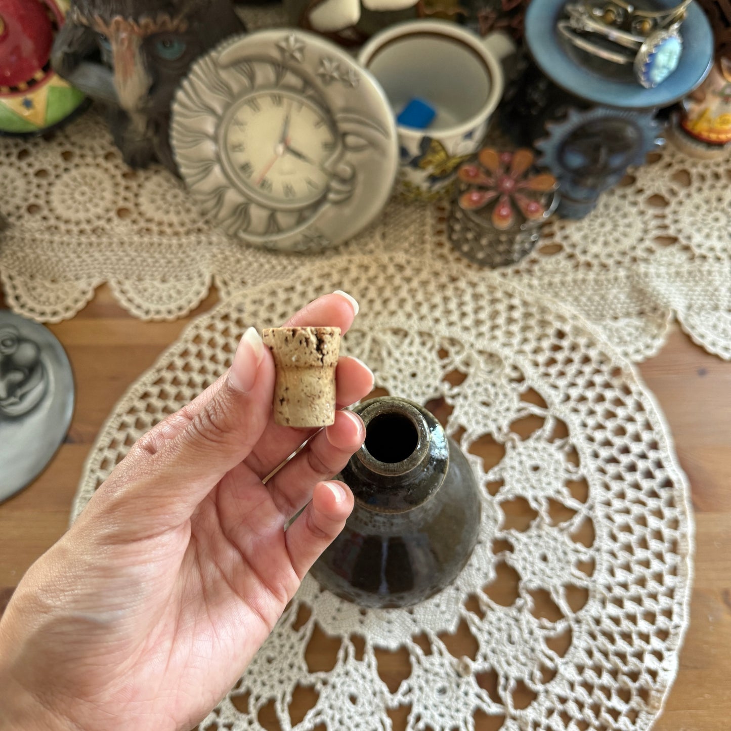 unique vintage whimsical folk art potion bottle
