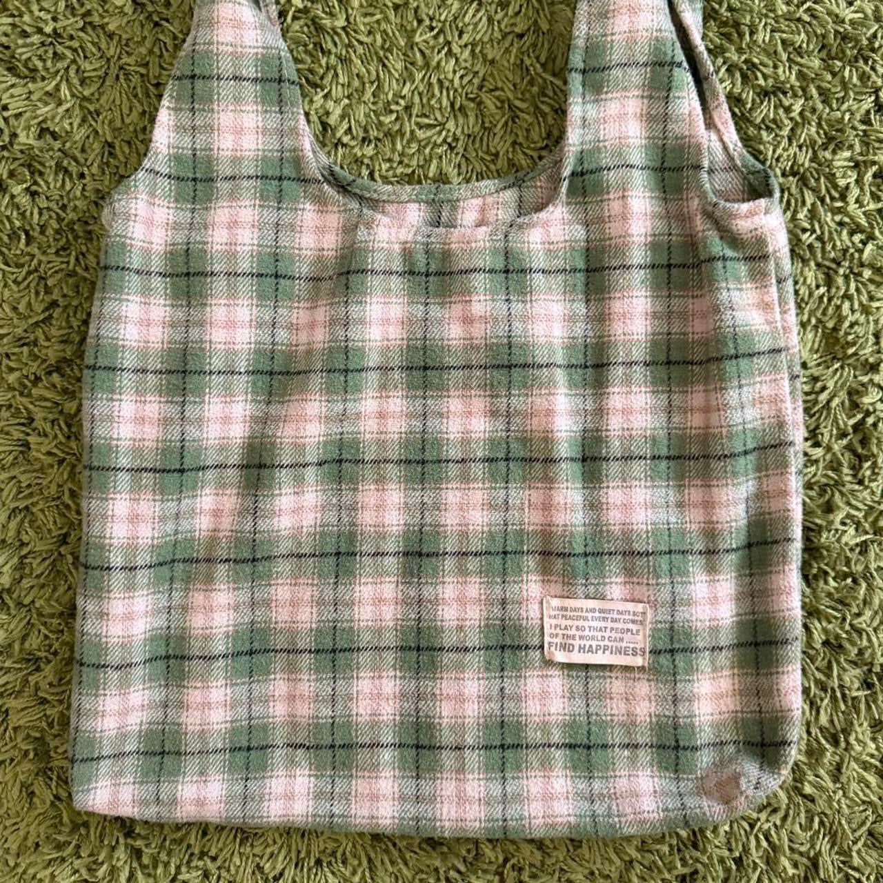 unique vintage whimsical gingham plaid tote bag