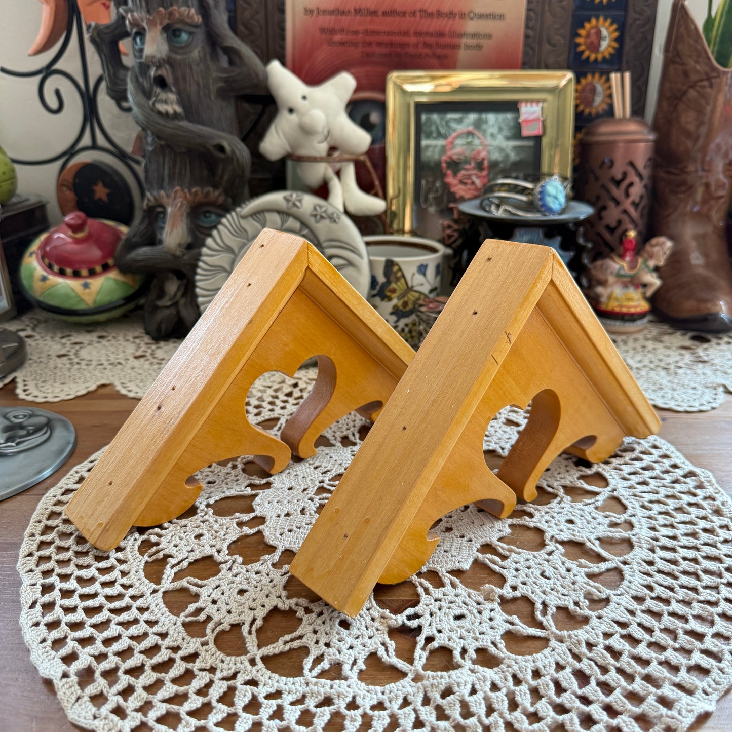 unique vintage whimsical heart wood shelf brackets