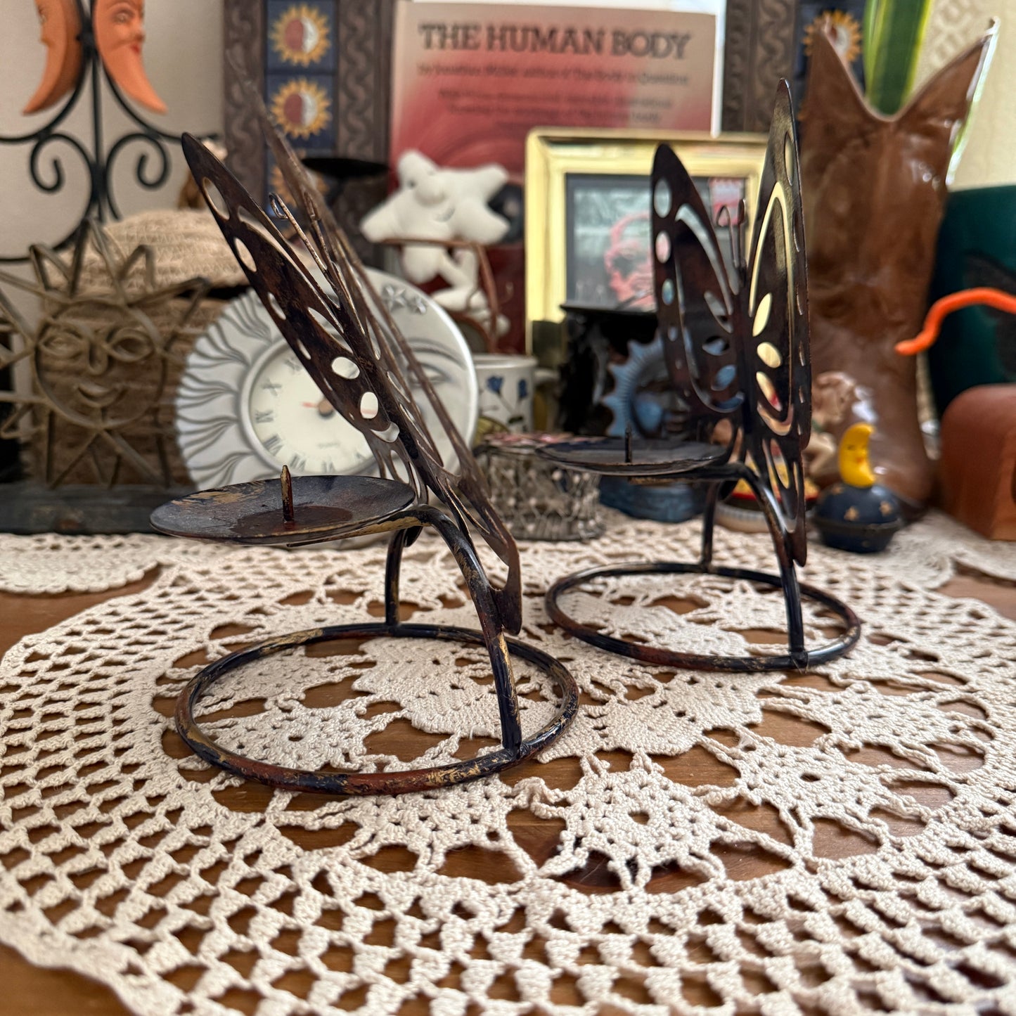 unique vintage whimsical butterfly candle holders (SET OF 2)