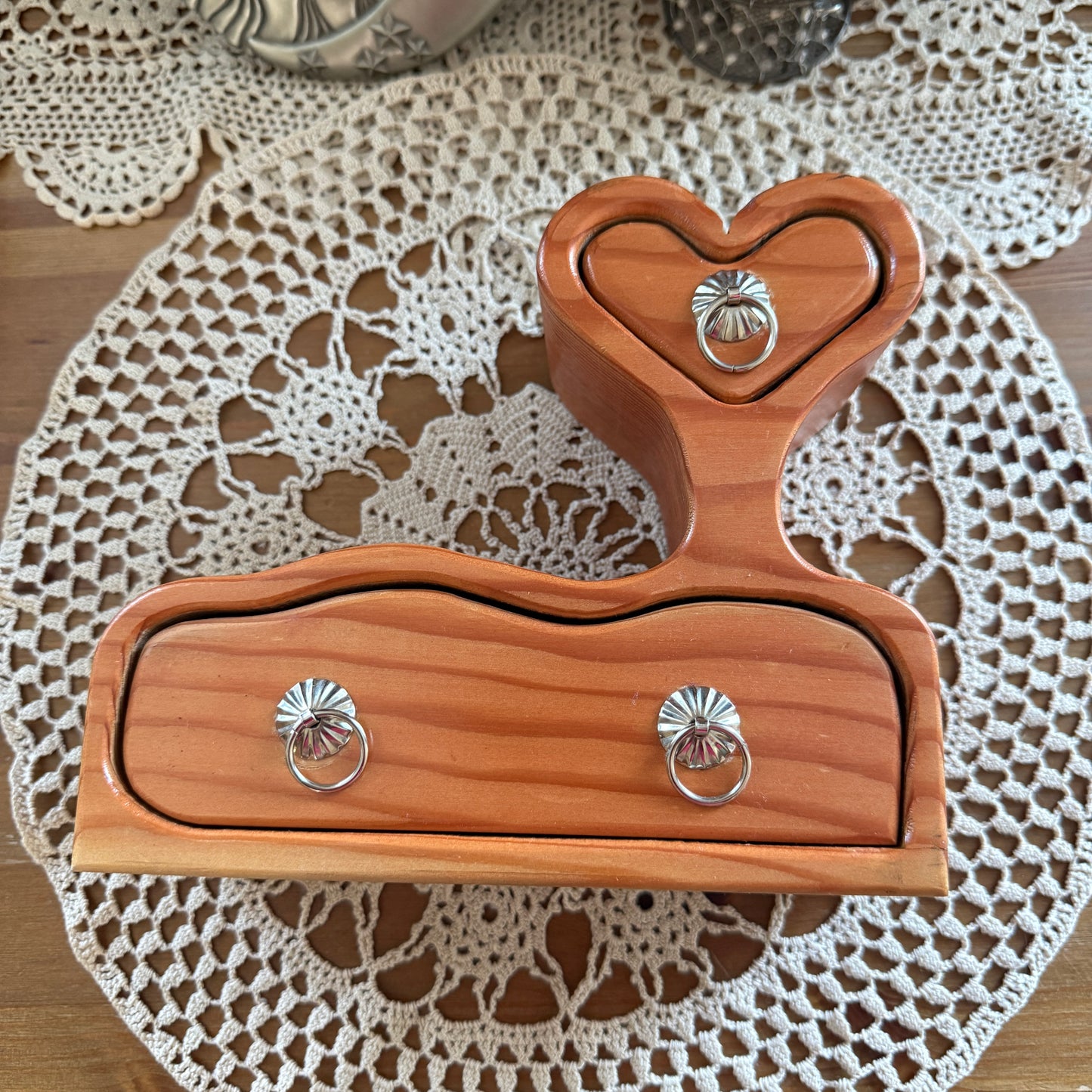 unique handmade vintage whimsical folk art trinket jewelry box