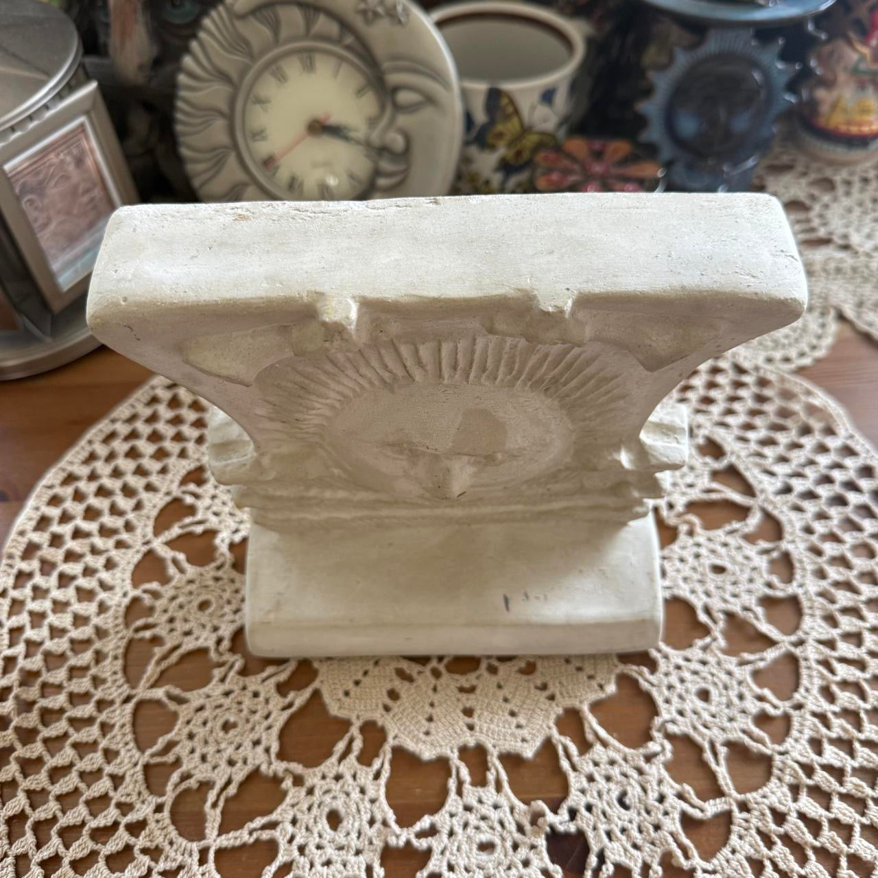 unique handmade vintage whimsical celestial sun bookend collectable