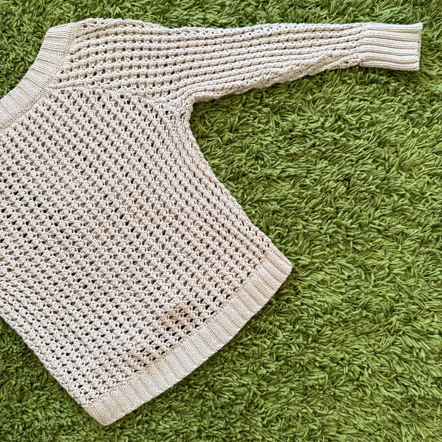 unique vintage whimsical 90s y2k off shoulder sleeved knit top