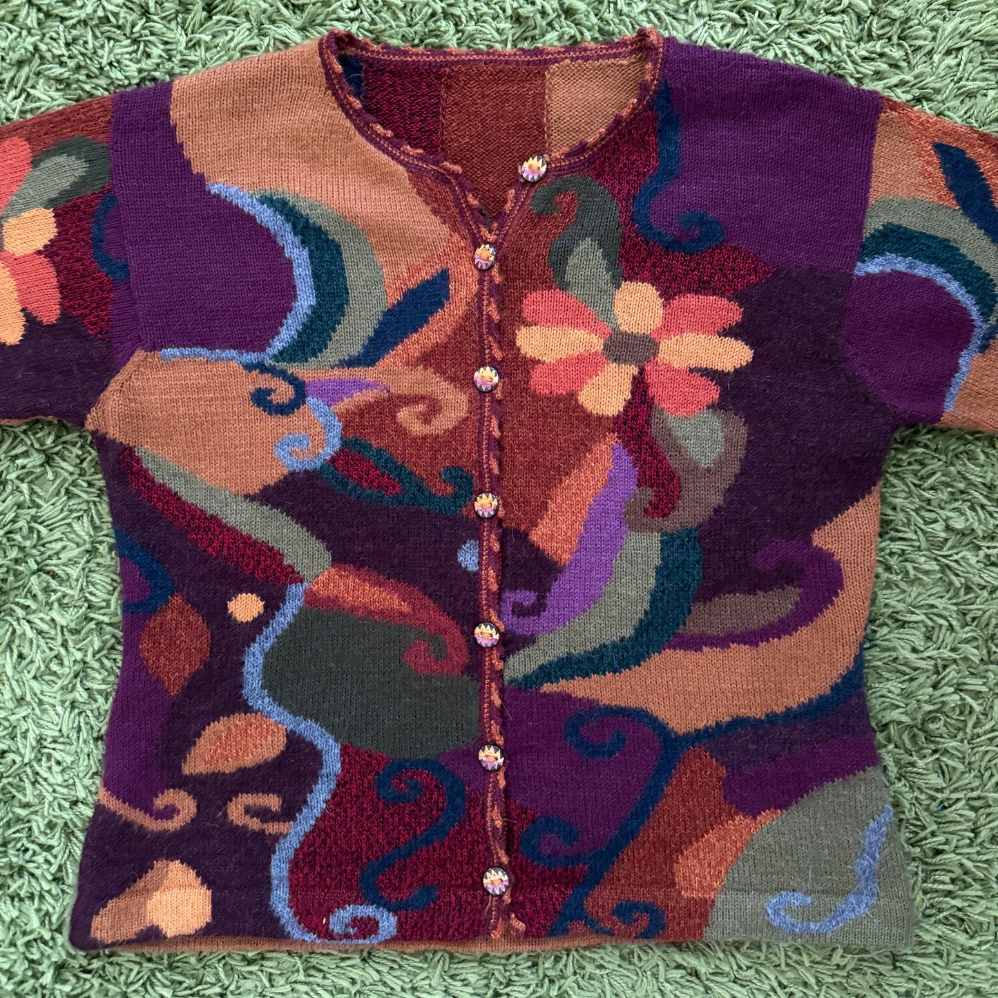 unique vintage whimsical 90s y2k knit cardigan sweater