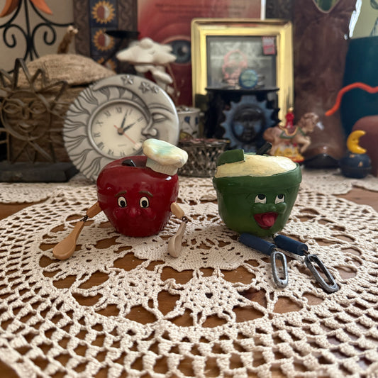 unique vintage whimsical fruit figurines (SET OF 2)