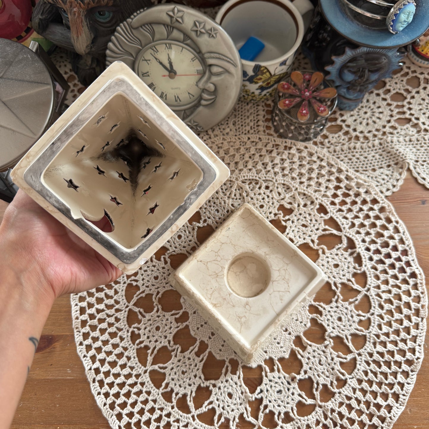 unique vintage whimsical celestial moon stars candle holder