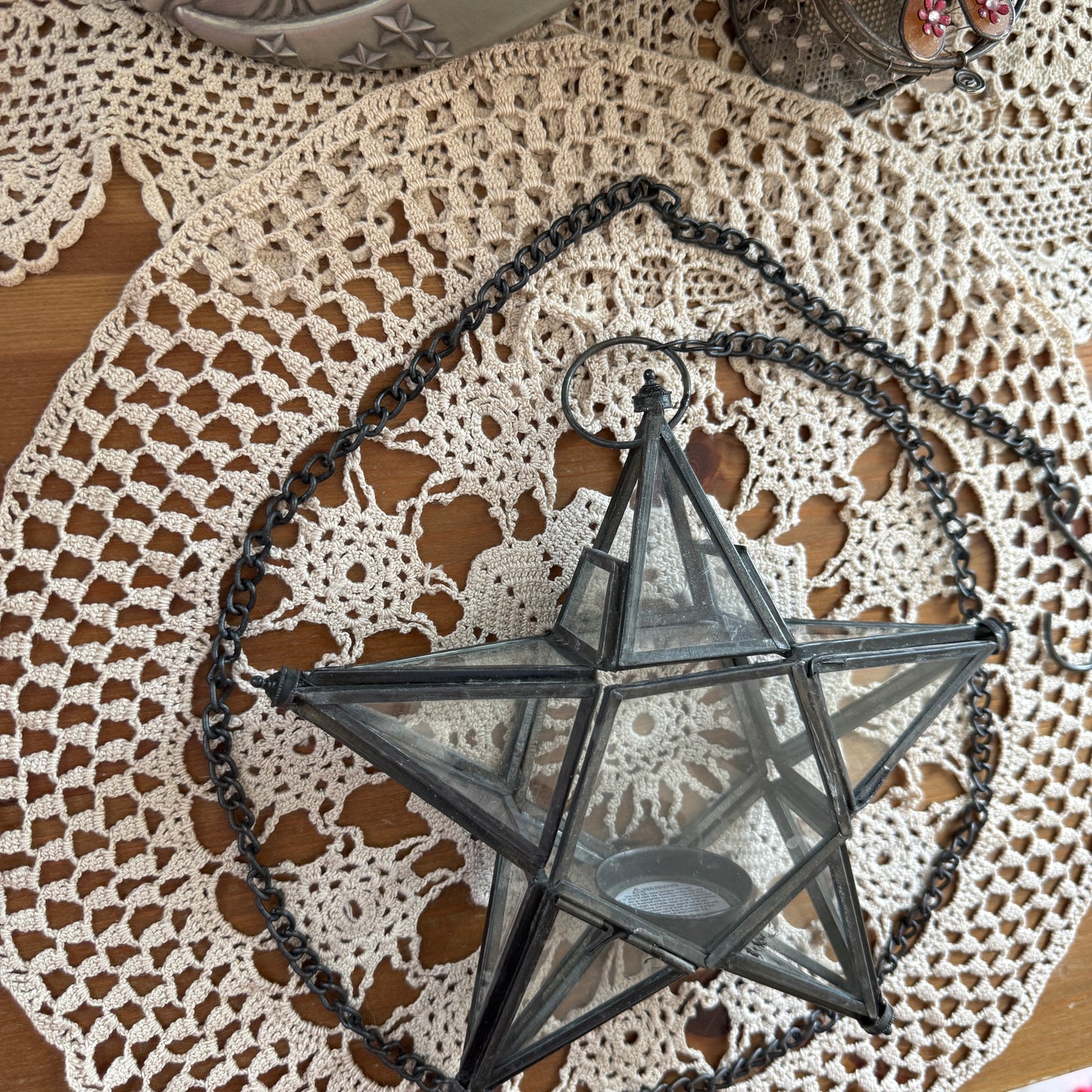 unique vintage whimsical celestial hanging lantern candle holder