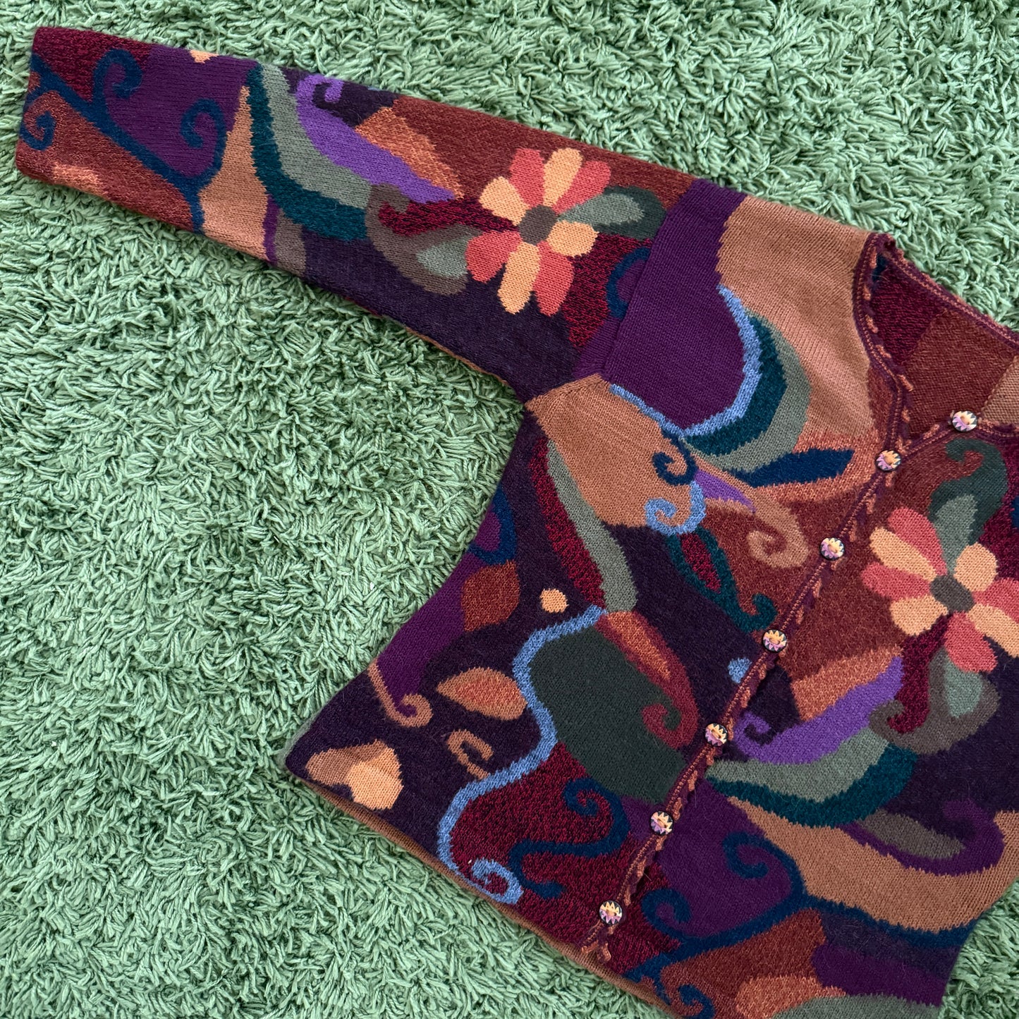 unique vintage whimsical 90s y2k knit cardigan sweater