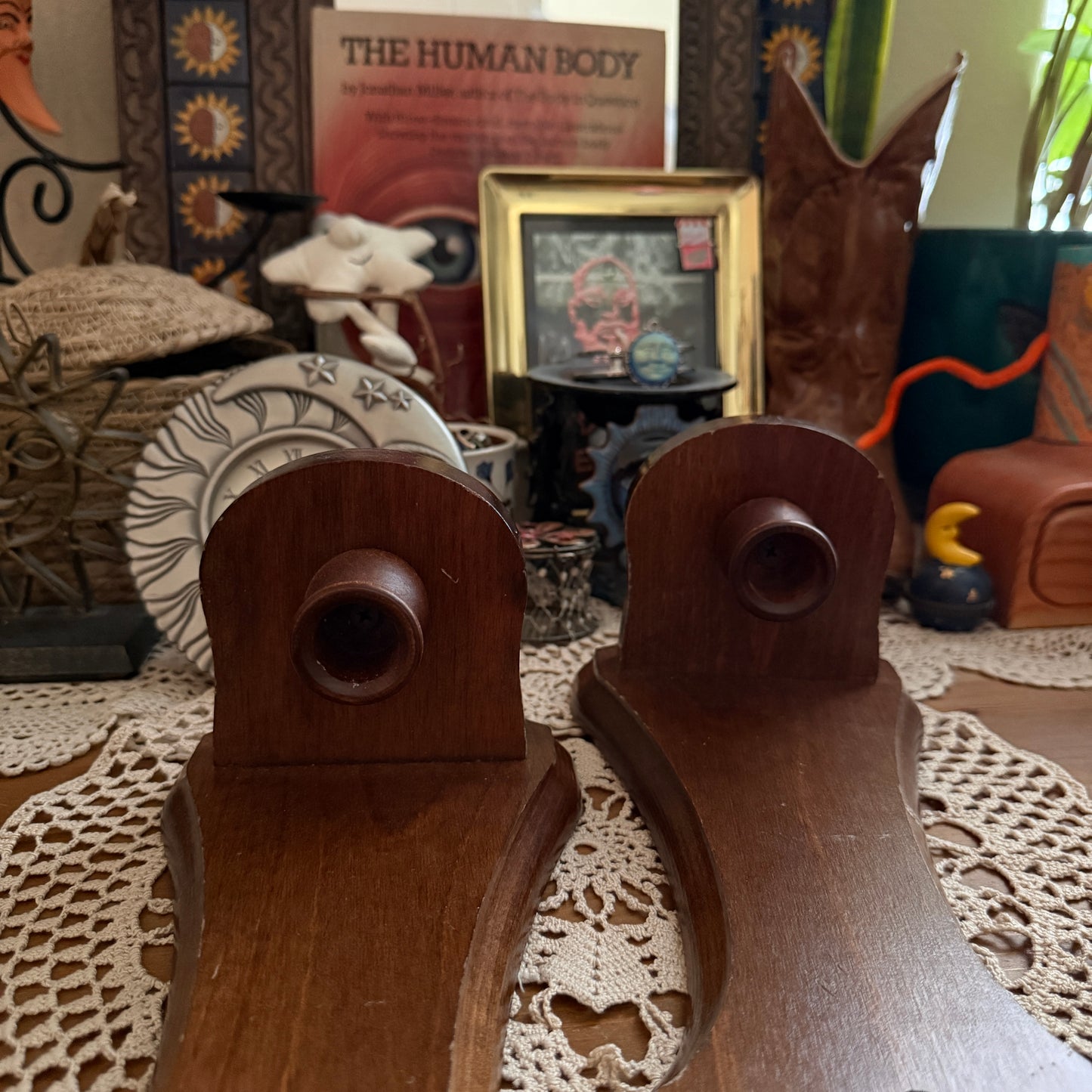 unique vintage whimsical wooden wall sconce candle holders (SET OF 2)