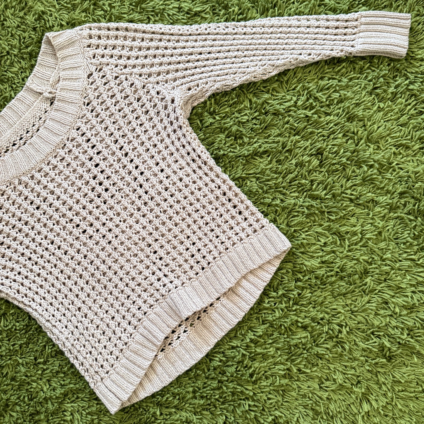 unique vintage whimsical 90s y2k off shoulder sleeved knit top