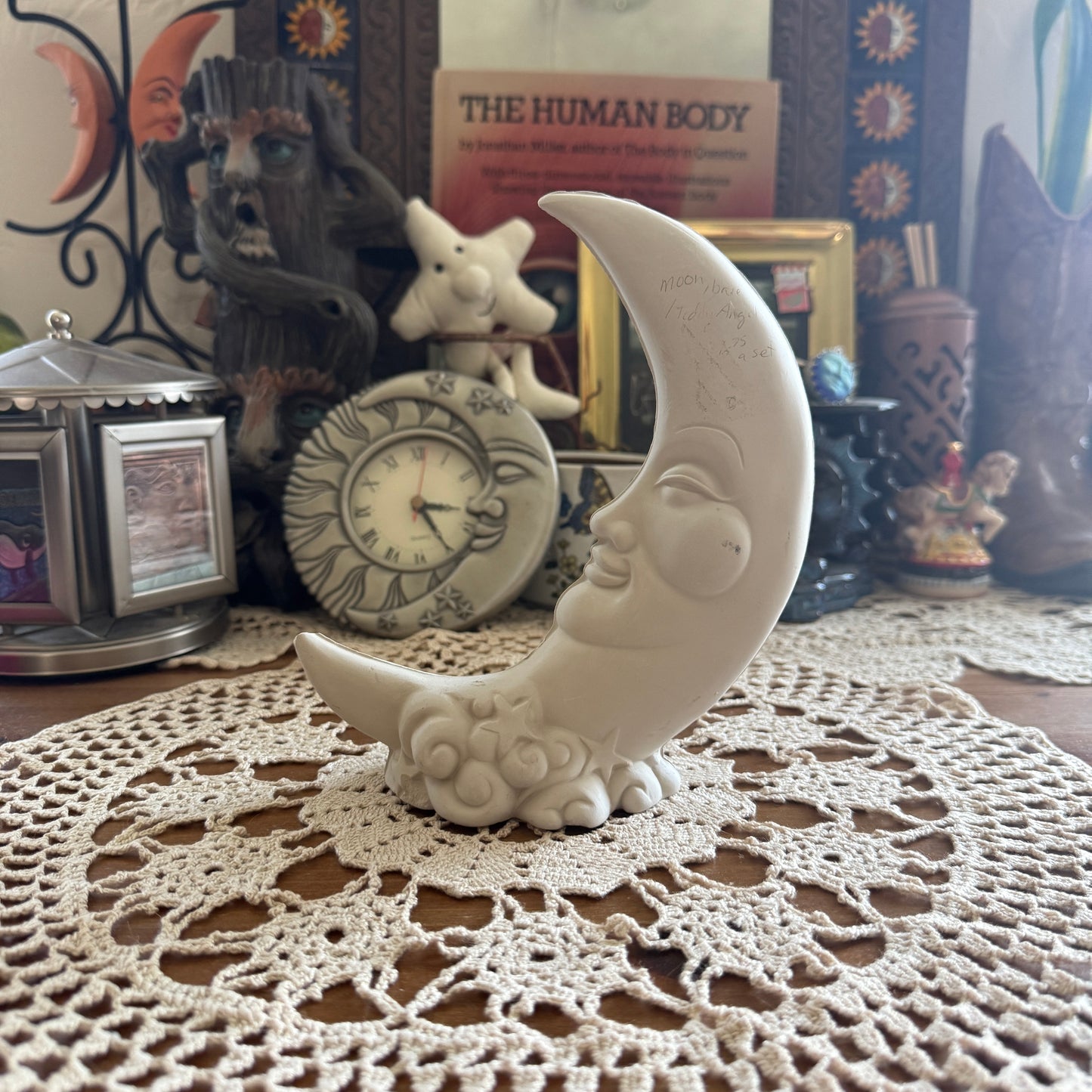 unique handmade vintage whimsical celestial moon sculpture collectable