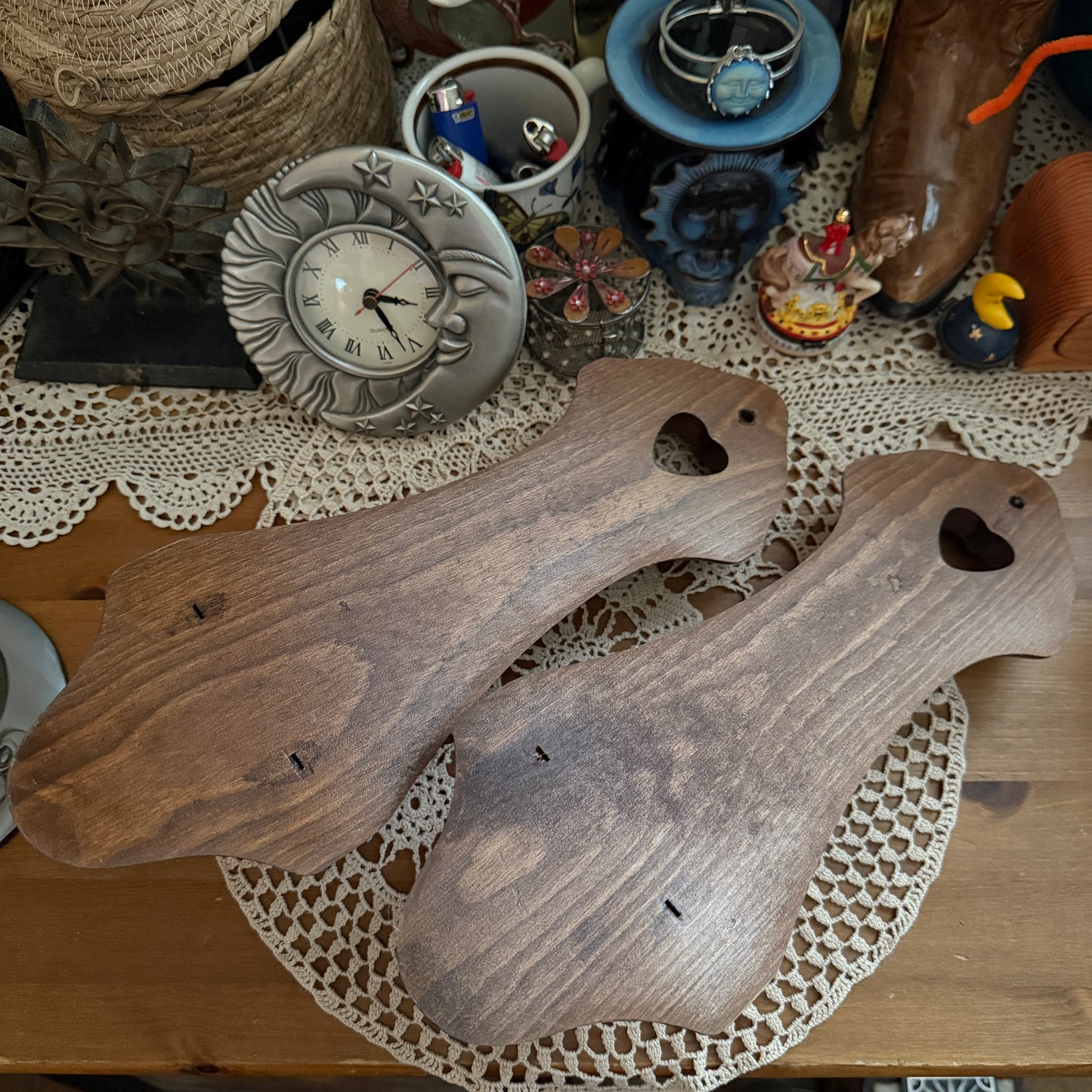 unique vintage whimsical wooden wall sconce candle holders (SET OF 2)