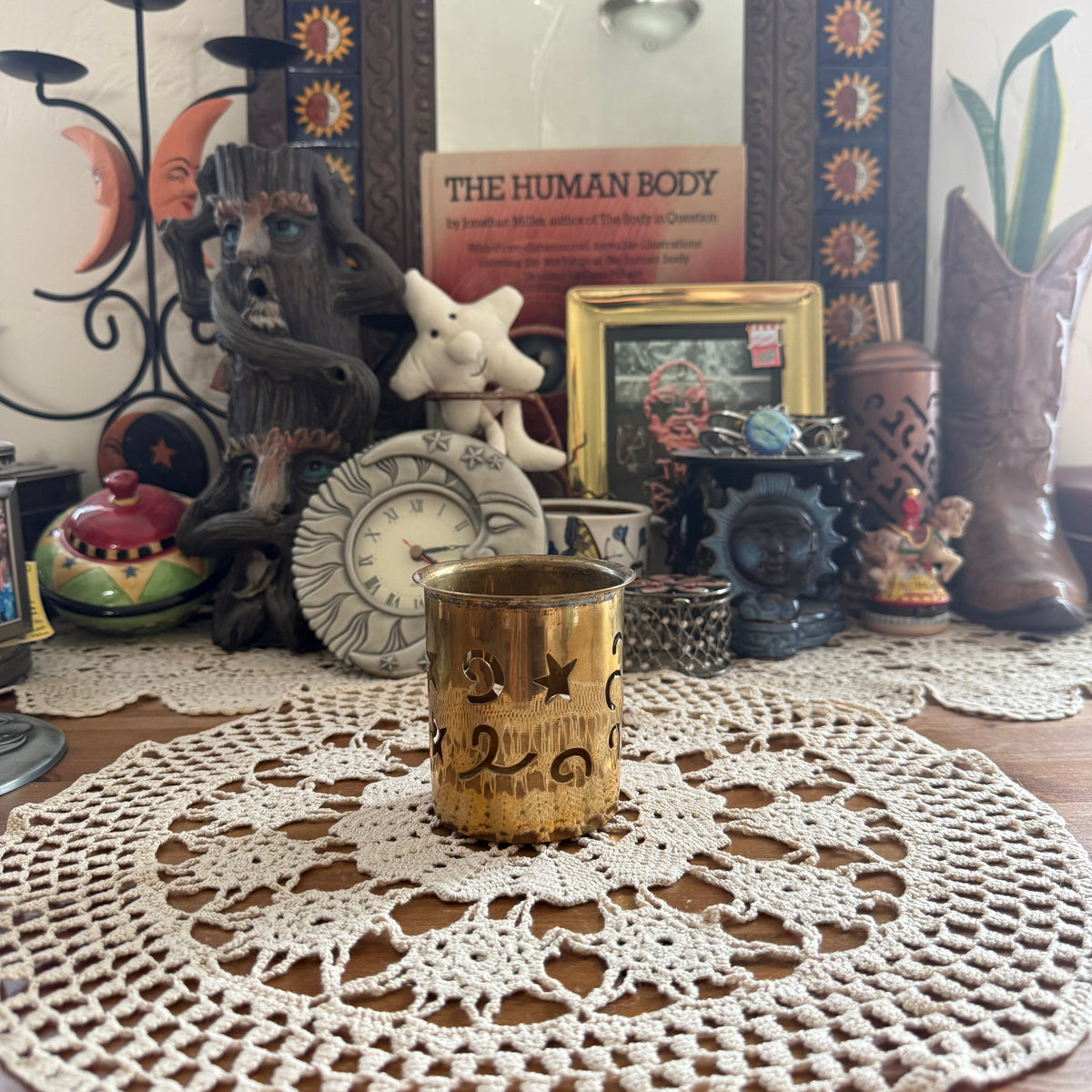 unique vintage whimsical celestial star candle holder