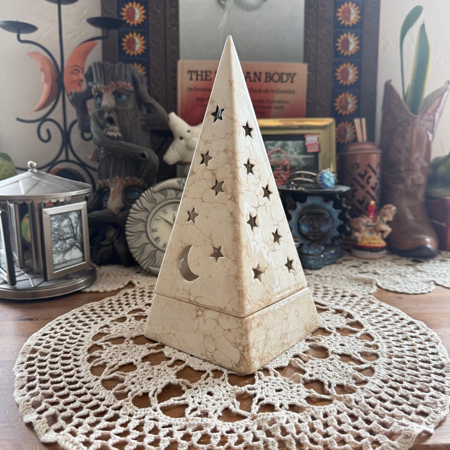 unique vintage whimsical celestial moon stars candle holder